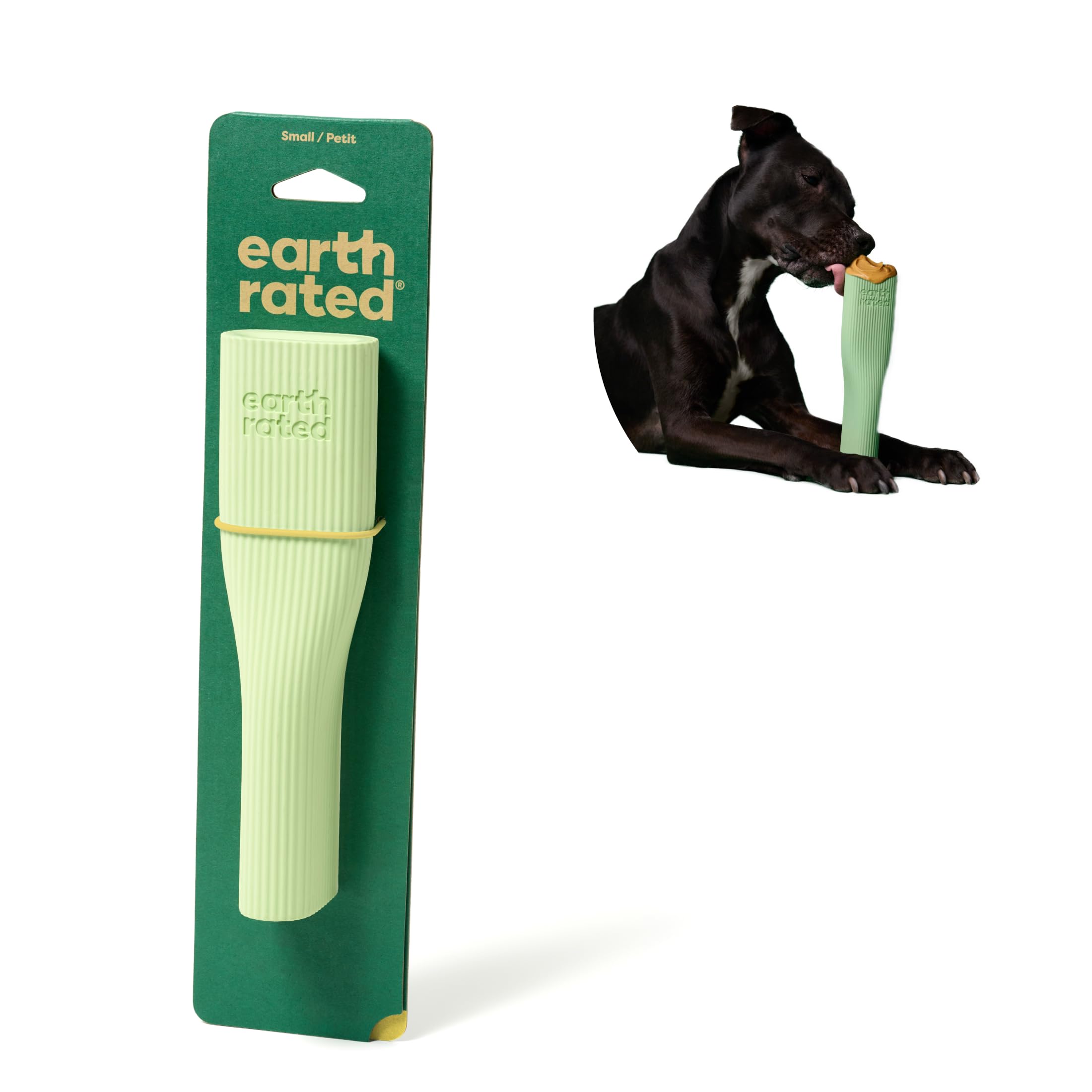 Earth Rated Dog Toy, Enrichment Toys for Adult and Puppy Dogs, Dishwasher and Freezer-Safe, Natural Rubber, Small, Green