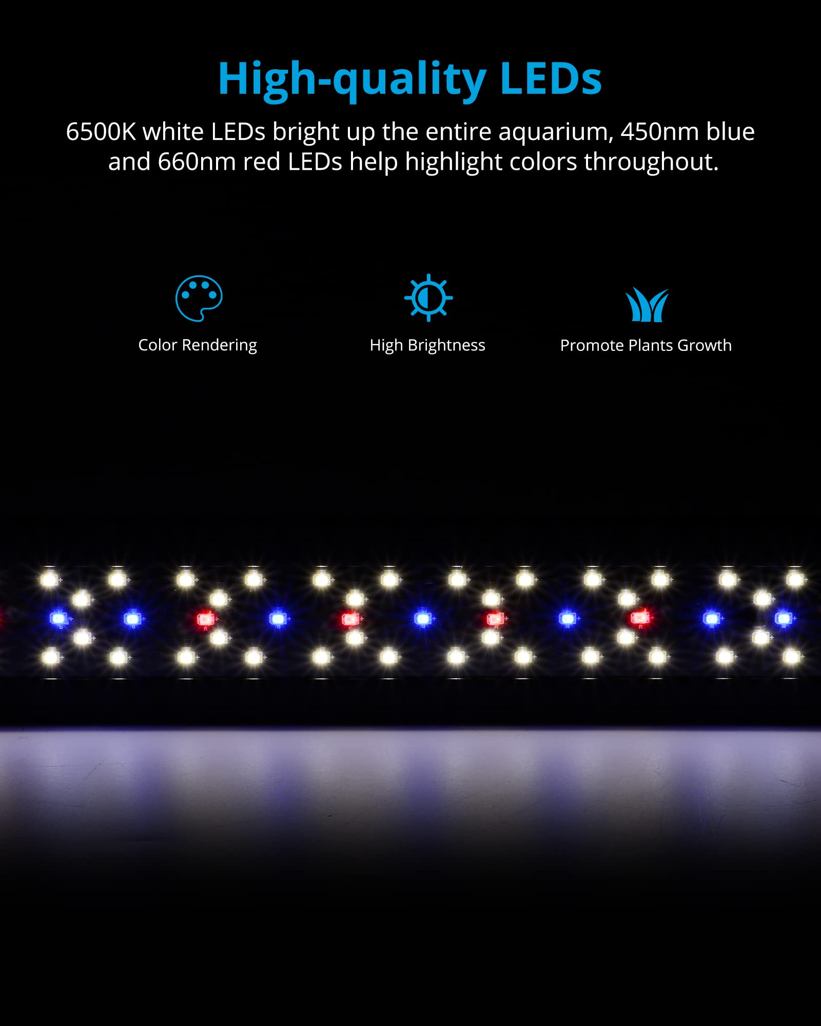 Nicrew Skyled Plus Aquarium Plant Light, Freshwater Fish Tank Light With Ramp Up And Dim Down, Spectrum Adjustable And Lighting Schedule Programmable With Controller, 18-24 Inches, 18 Watts