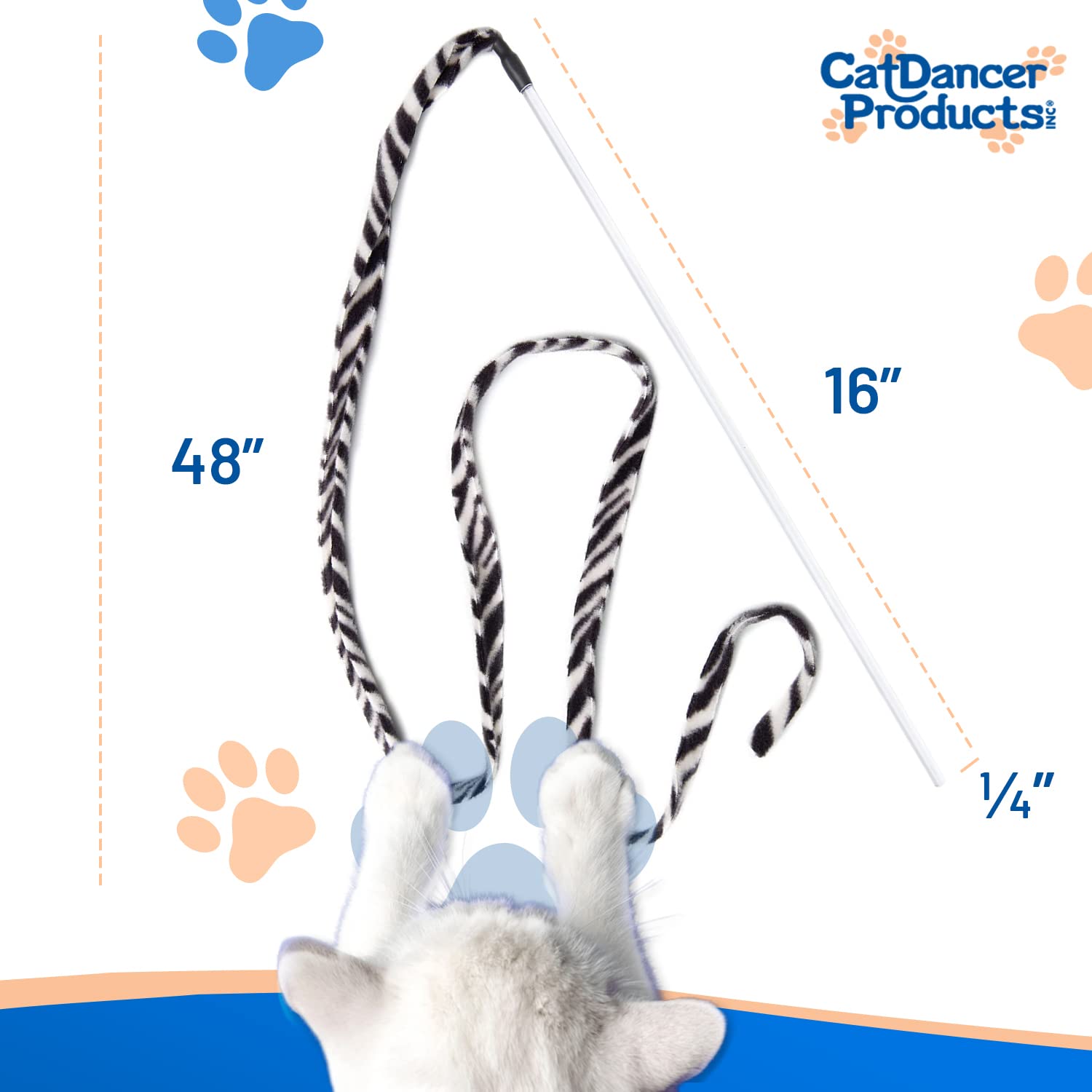 Cat Dancer Products Jungle Cat Charmer, Jungle Wand Toy For Kittens Training, Colorful Ribbon Cat Charmer, Interactive Catcher W