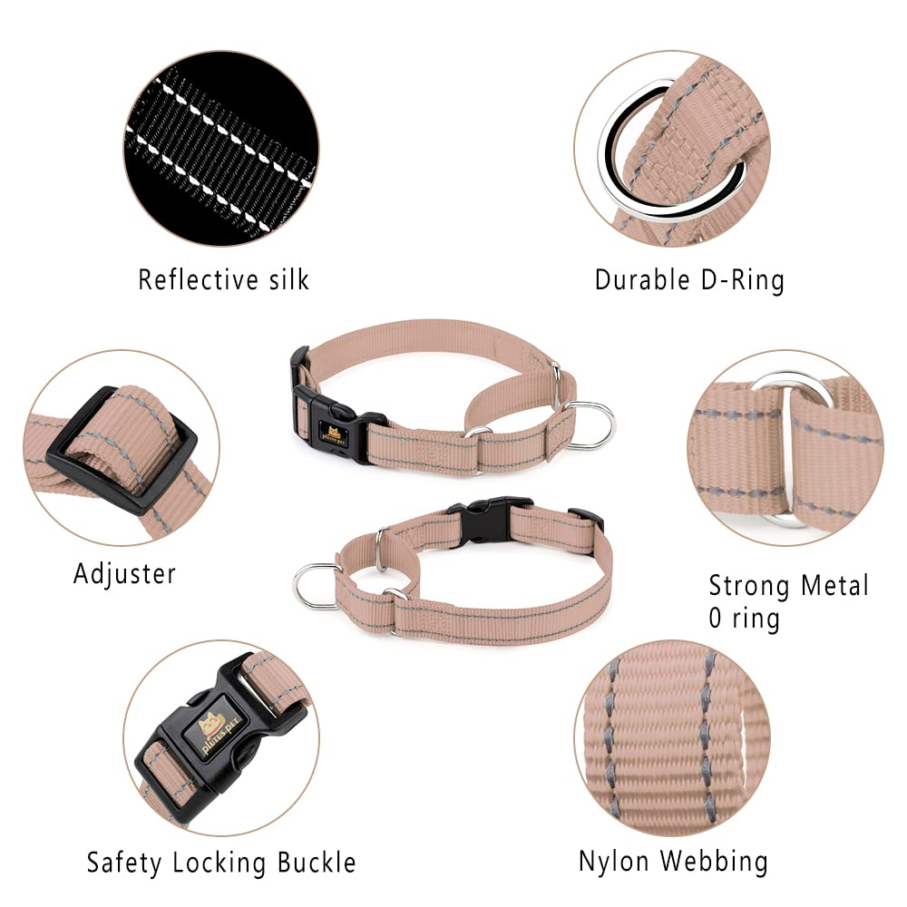 Plutus Pet Reflective Martingale Collar With Quick Snap Buckle,No Pull Dog Choker Collar For Small Medium Large Dogs,Xs,Black