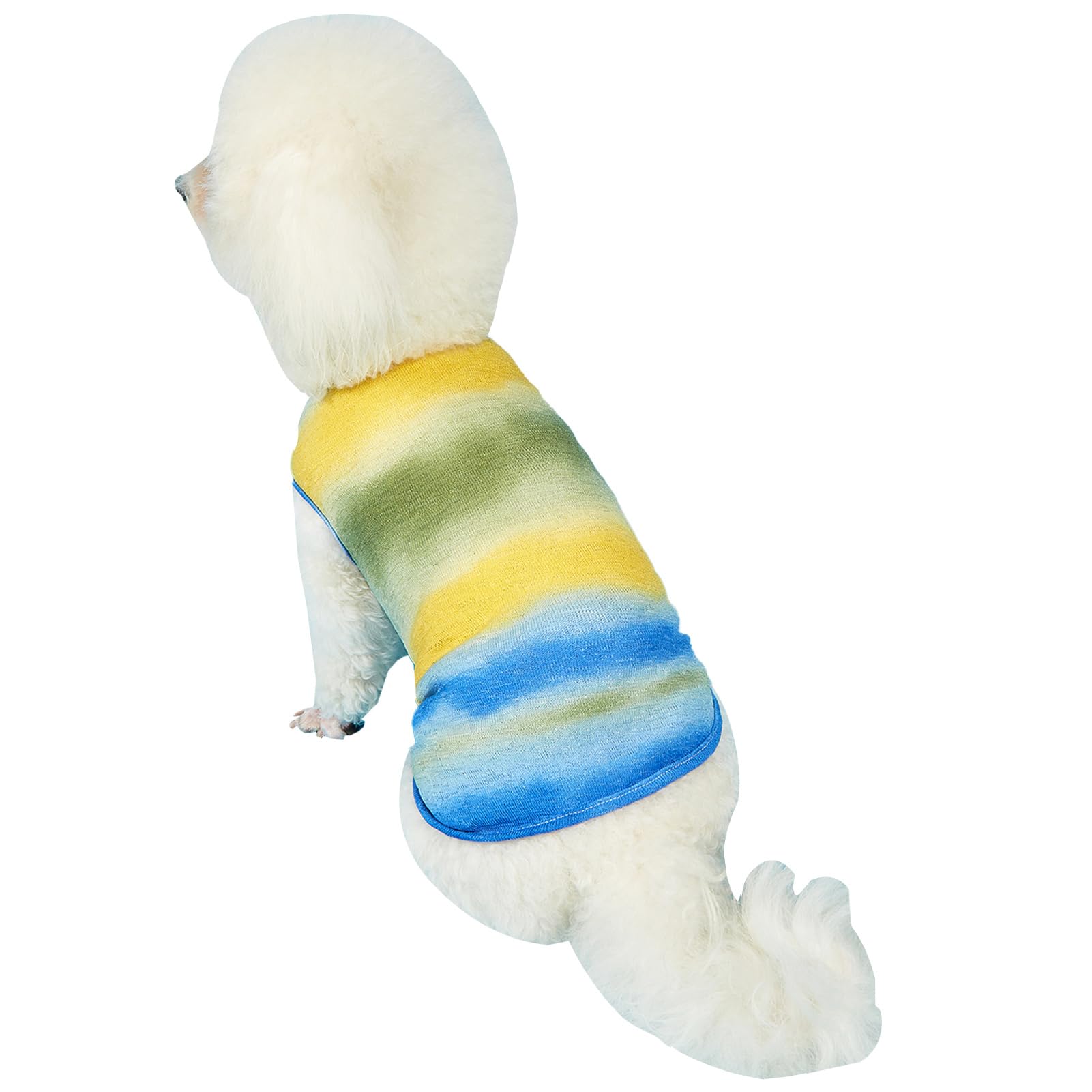 Dog Yellow Tie-Dye Sleeveless T-Shirt Spring And Summer Thin Cotton Puppy Dog Clothes Cute Tie-Dye Printed Vest(Large Yellow)