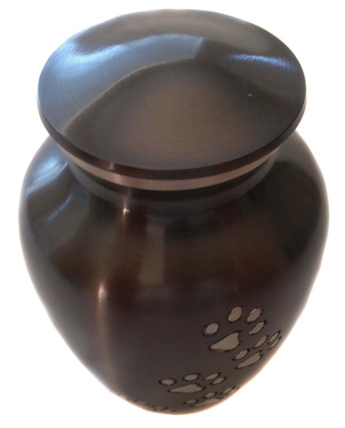 Best Friend Services Pet Urn - Ottillie Paws Legacy Memorial Pet Cremation Urns For Dogs And Cats Ashes Hand Carved Brass Memory Keepsake Urn (Ebony, Vertical, Pewter Paws, Medium)