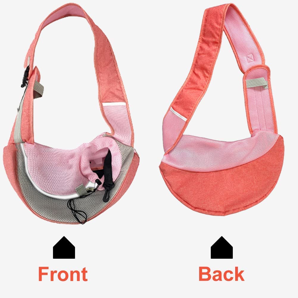 Feimax Pet Dog Sling Carrier Puppy Pet Slings Bag For Small Dogs Cats Satchel Carriers Breathable Mesh Hand Free With Adjustable Strap Doggie Crossbody For Outdoor Travel (Small, Pink)