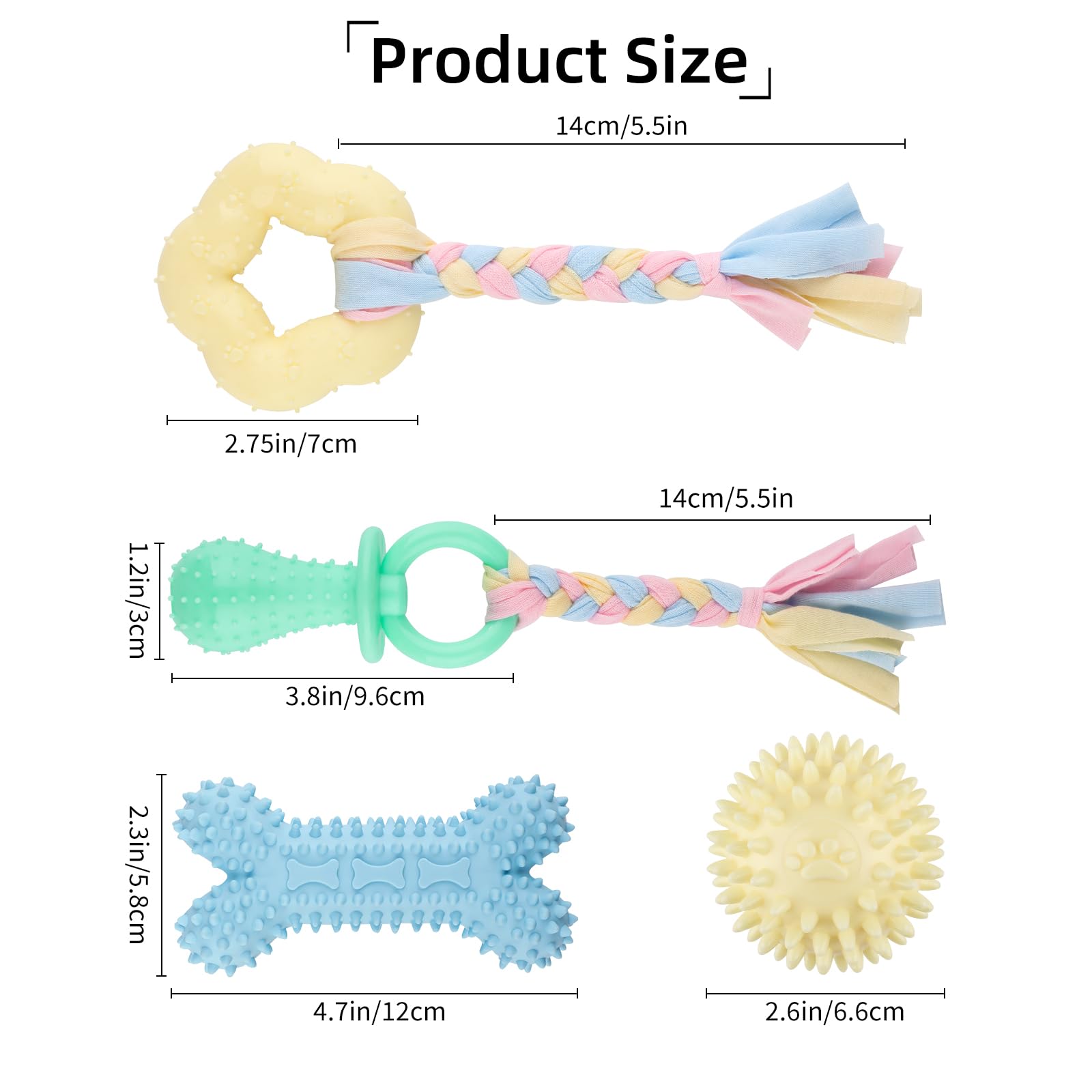 4 Pcs Puppy Chew Toys For Teething, Small Dog Chew Toys, Soft Rubber & Cotton Rope, Interactive, Teething Ring, Dog Toys Set (St