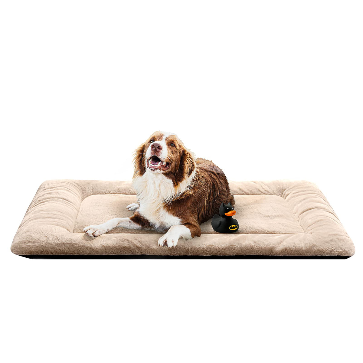 Dog Beds Crate Pad For Extra Large Dogs Fit Metal Dog Crates,Ultra Soft Dog Crate Bed Washable & Anti-Slip Kennel Pad For Dogs Cozy Sleeping Mat,Cream 48Inch