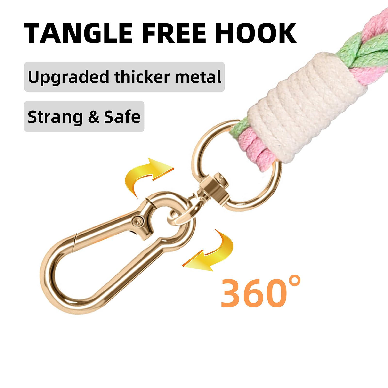 Handmade 5Ft Braided Cotton Dog Leash With Unique Floral Handle, Durable And Stylish, Ideal For Small To Large Dogs, Pink & Gree