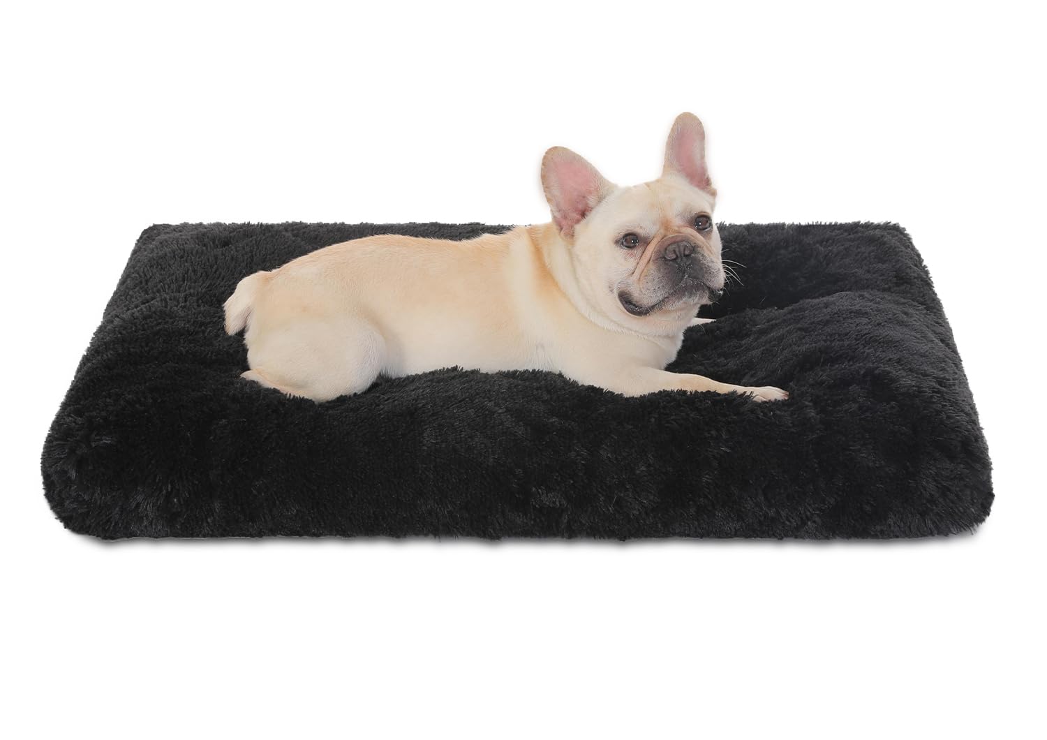 Bedfolks Waterproof Dog Crate Pad, Plush Washable Dog Kennel Bed - 35''X23'', Black