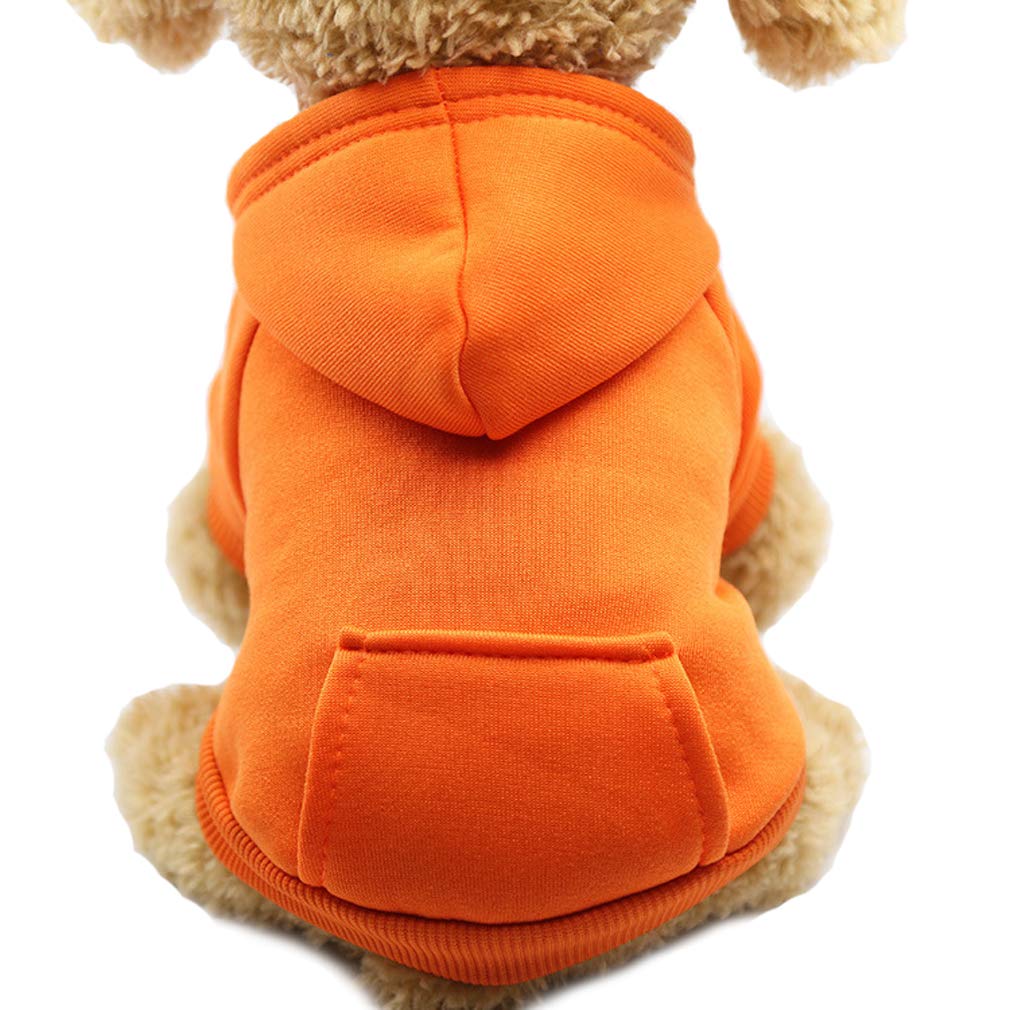 Jecikelon Winter Dog Hoodie Sweatshirts With Pockets Warm Dog Clothes For Small Dogs Chihuahua Coat Clothing Puppy Cat Custume (Medium, Orange)