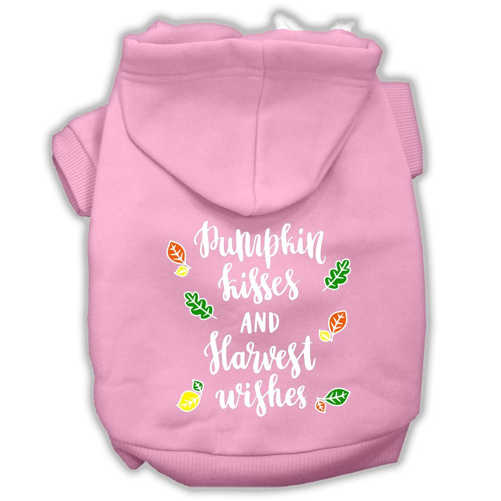 Pet, Dog And Cat Hoodie Screen Printed, 'Pumpkin Kisses & Harvest Wishes' Light Pink 2Xl (20-25 Lbs.)