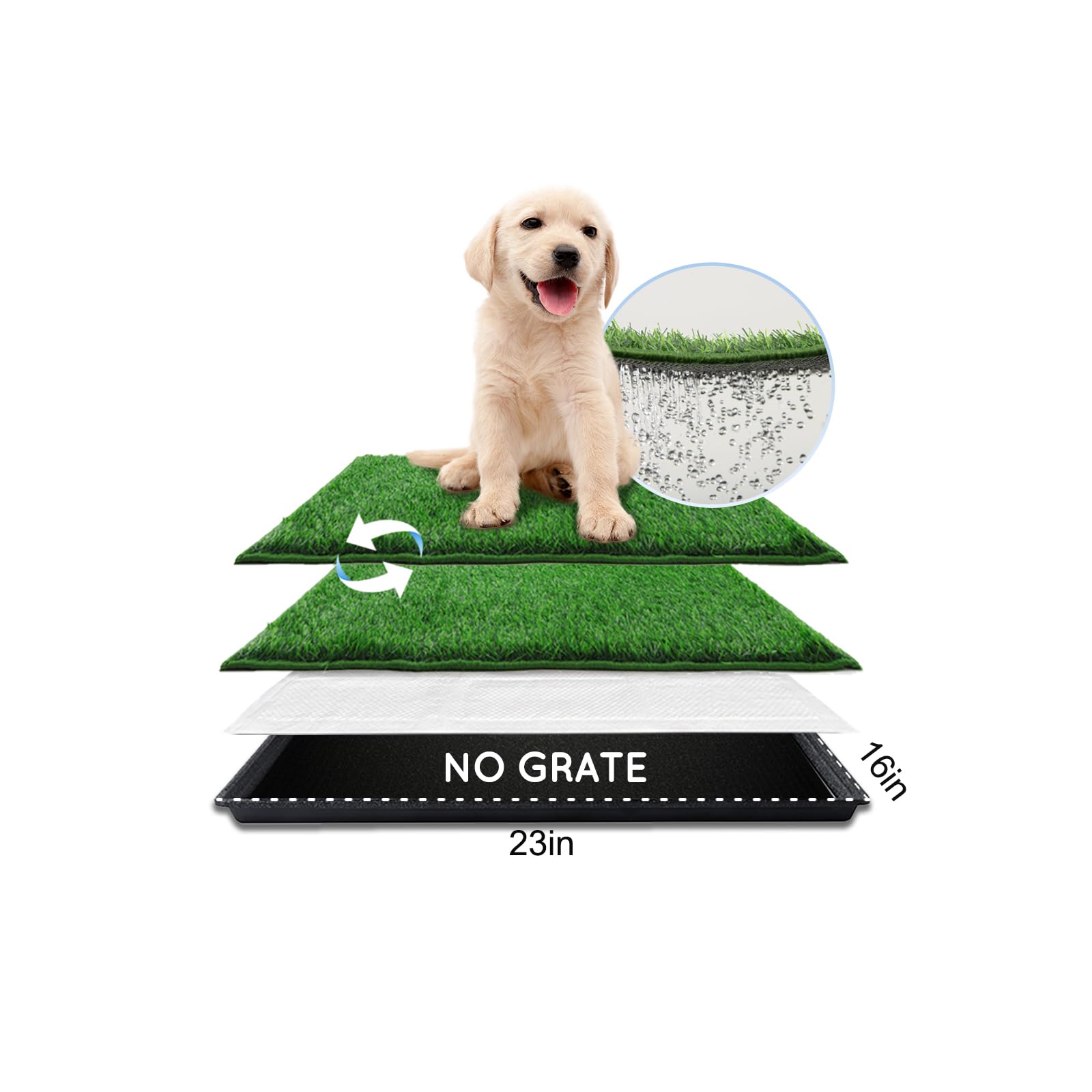 Hq4Us 4Legs Dog Grass Pad With Tray Small 23'' X 16'', Dog Potty (No Grate) With Ultra-Absorbent Artificial Grass For Dogs With 