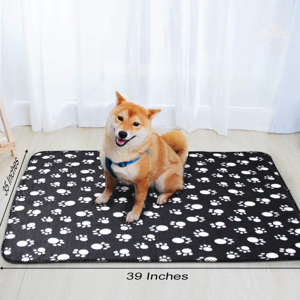Comsmart Pet Blanket 6 Pack Soft Fleece Sleep Mat for Dogs & Cats, Paw Print, 39x35 Inches, Available in Black, Brown, Blue, Grey, Pink, White