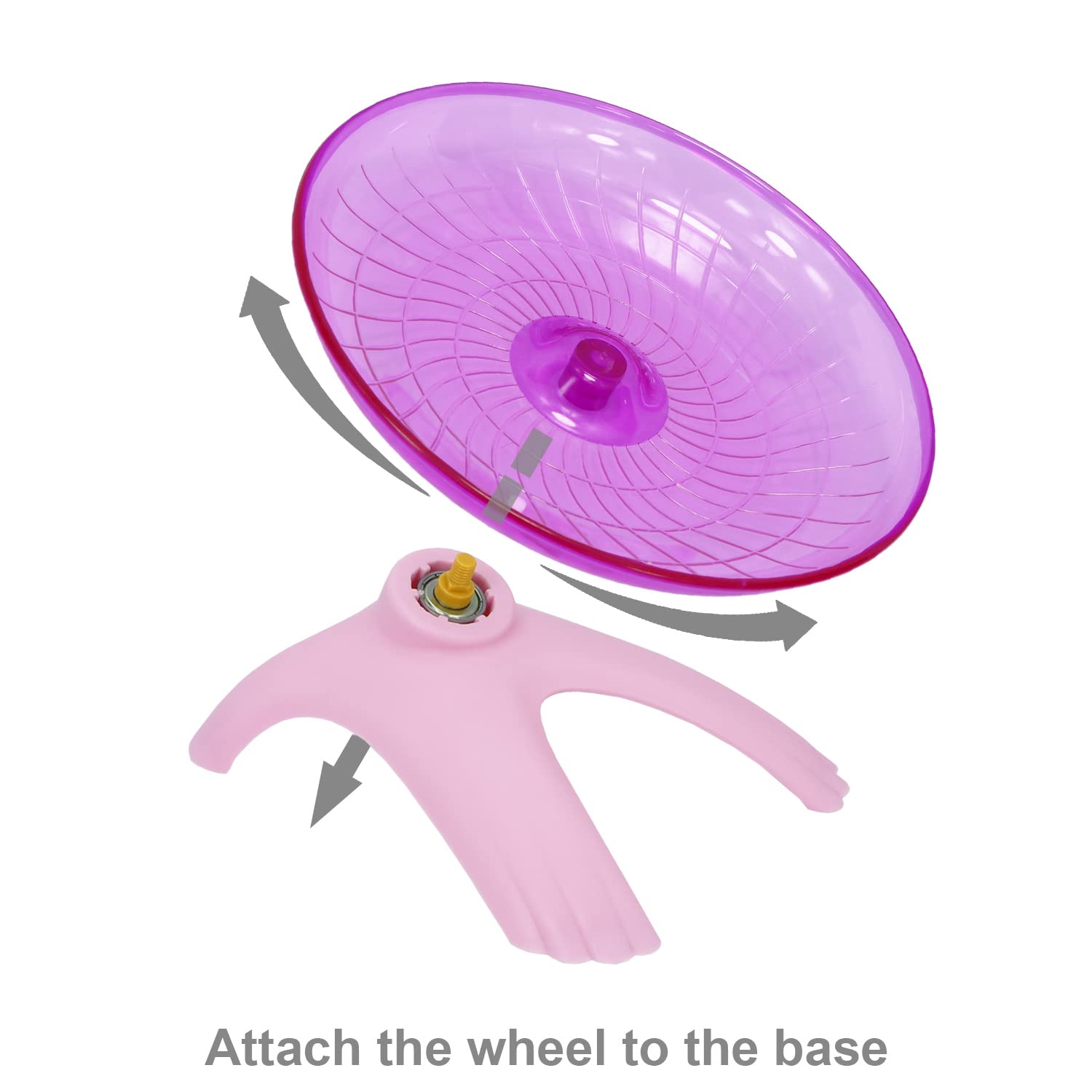 Hamster Flying Saucer Silent Running Exercise Wheel For Gerbil Rat Mouse Hedgehog Small Animals (Pink)