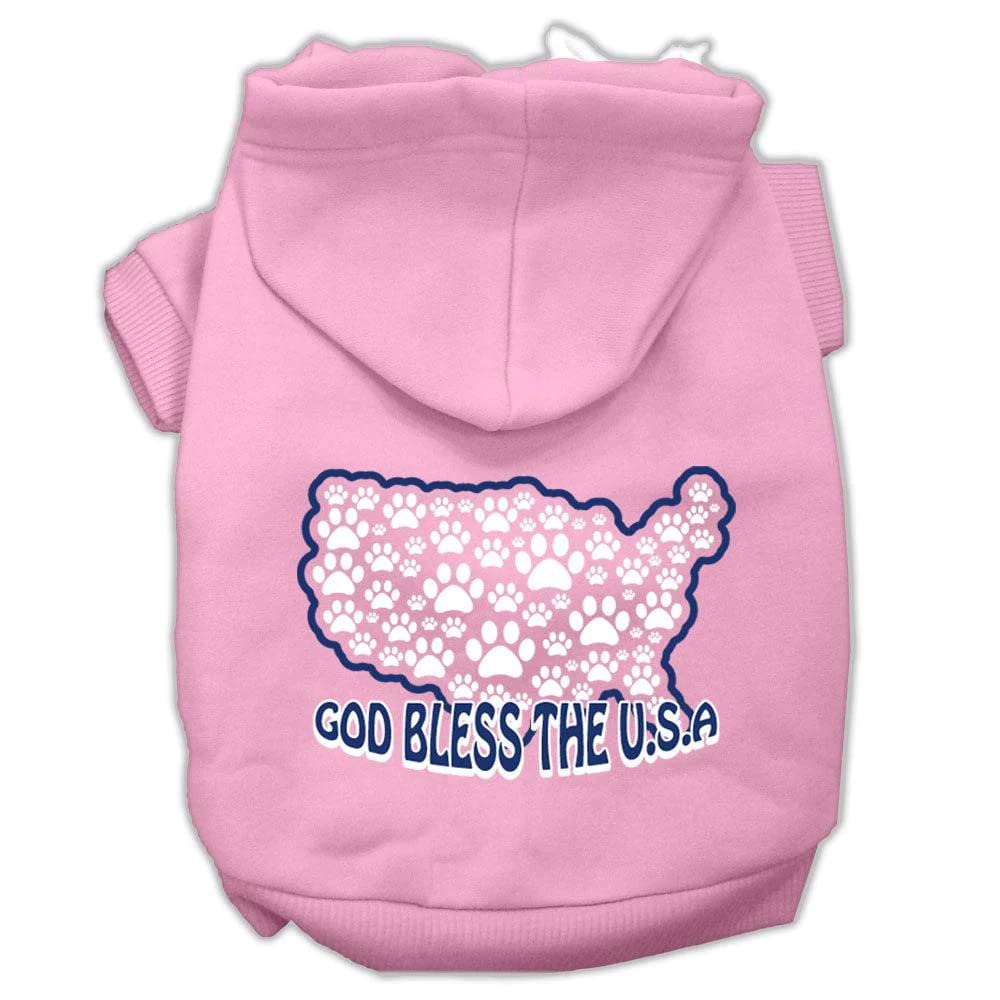 Pet, Dog & Cat Hoodie Screen Printed, 'God Bless The Usa' Brown Sm (3-6 Lbs.)