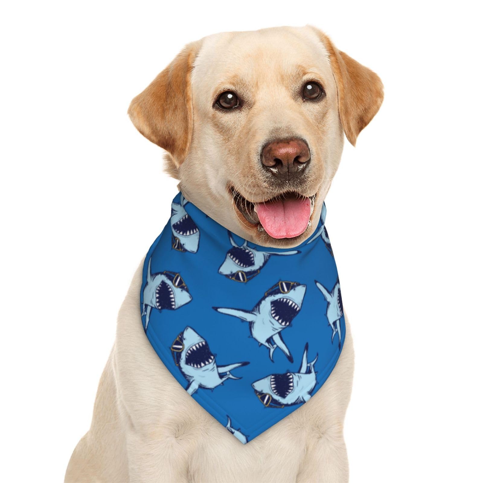 Cartoon Shark Dog Bandana Scarf Triangle Bibs Pet Accessories Cat Kerchief