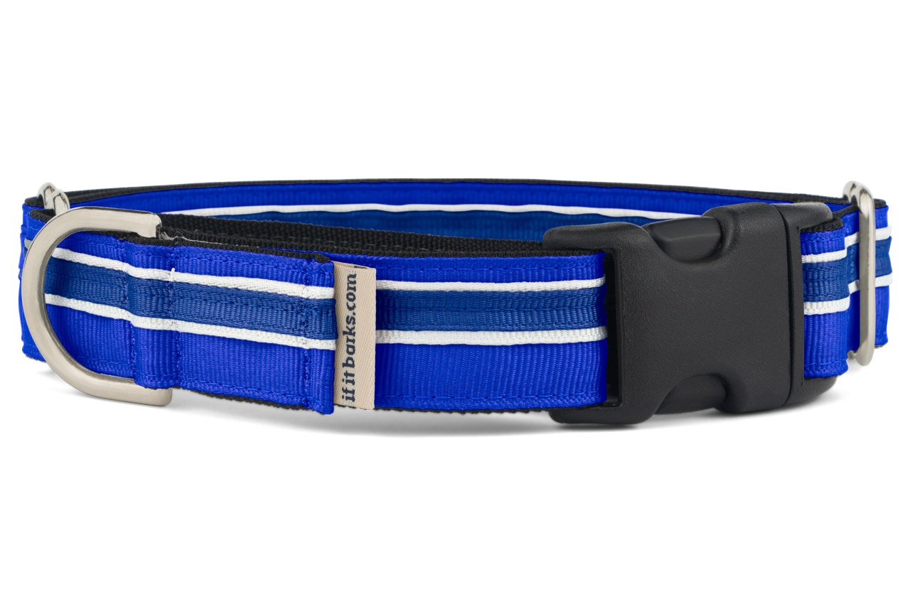 If It Barks 1 Martingale Collar With Quick Snap Release Buckle, Adjustable, Usa Made, Large, Blueberry