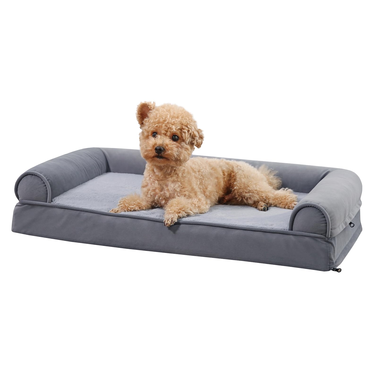 Amazon Basics Foam Living Room Couch Dog Pet Bed With Removable Cover, Grey, 30'' X 20''