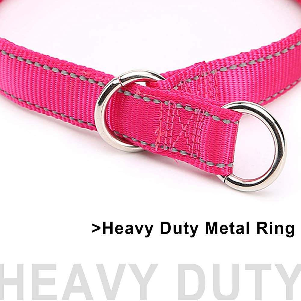 Mycicy Reflective Slip Collar, Soft Nylon Training Choke Collar For Dogs In Pink 22', Wide 1'