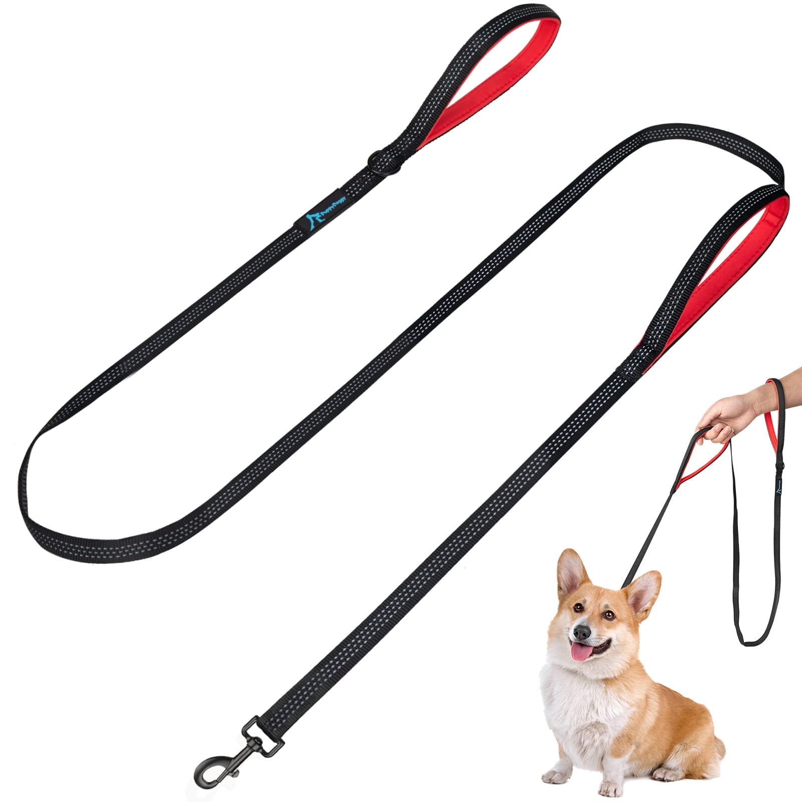 Puppydoggy Dog Leash For Large Medium Dogs 6 Ft Reflective Stitching Pet Leash With 2 Traffic Padded Handles Dog Lead Rope Pet L