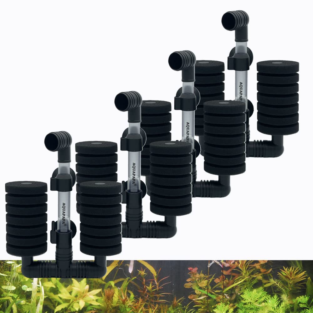 Aquapapa 4X Dual Bio Sponge Filter For Betta Fry Aquarium Fish Tank Up To 30 Gallon Each (Dual Sponge Filters 4-Pack)