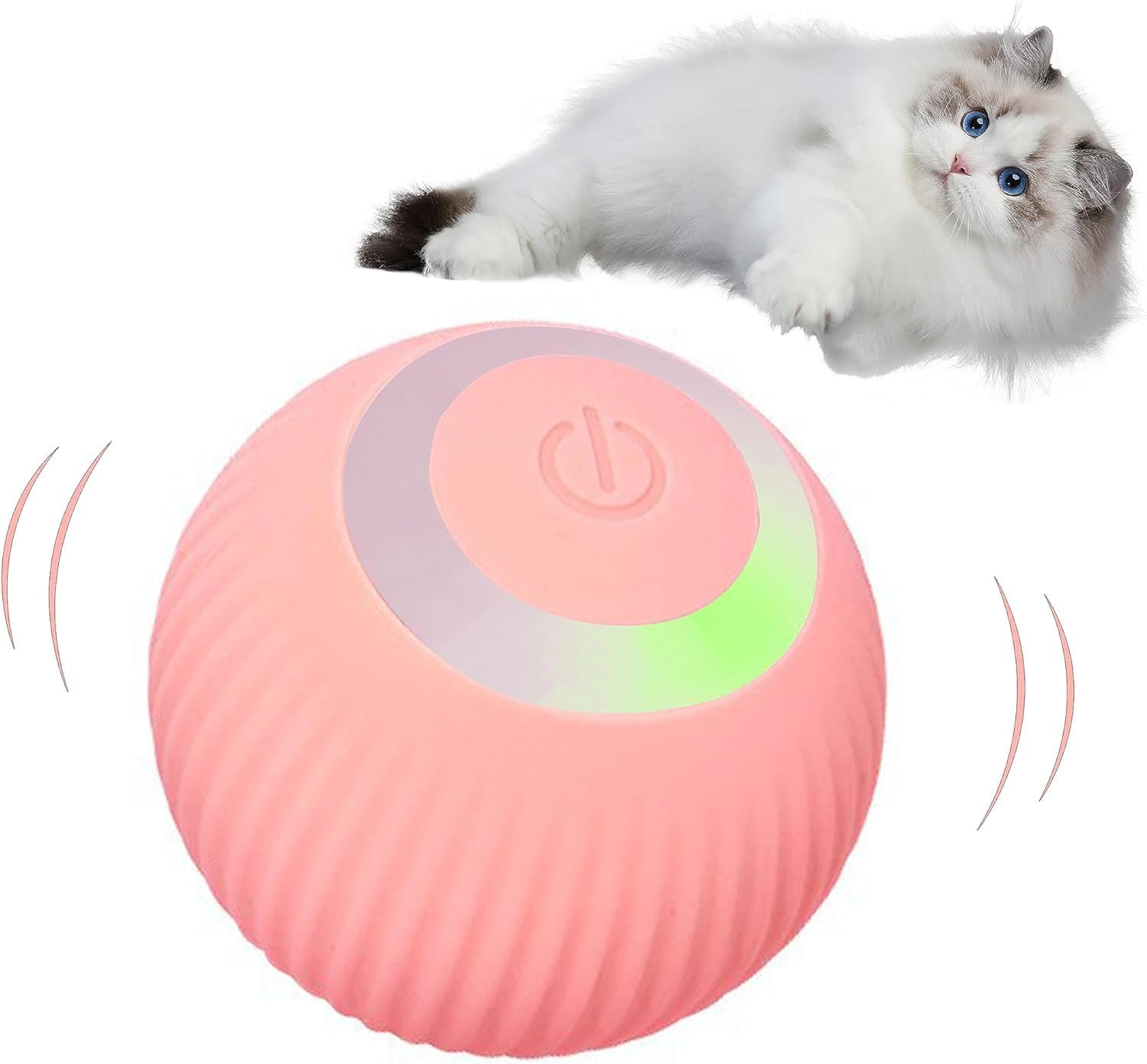 Gion 360 Cat Toys Ball With Led Lights, Pet Toy, Automatic Moving Rolling Teaser Ball For Indoor Cats, Silicone Cat Toy, Gifts (