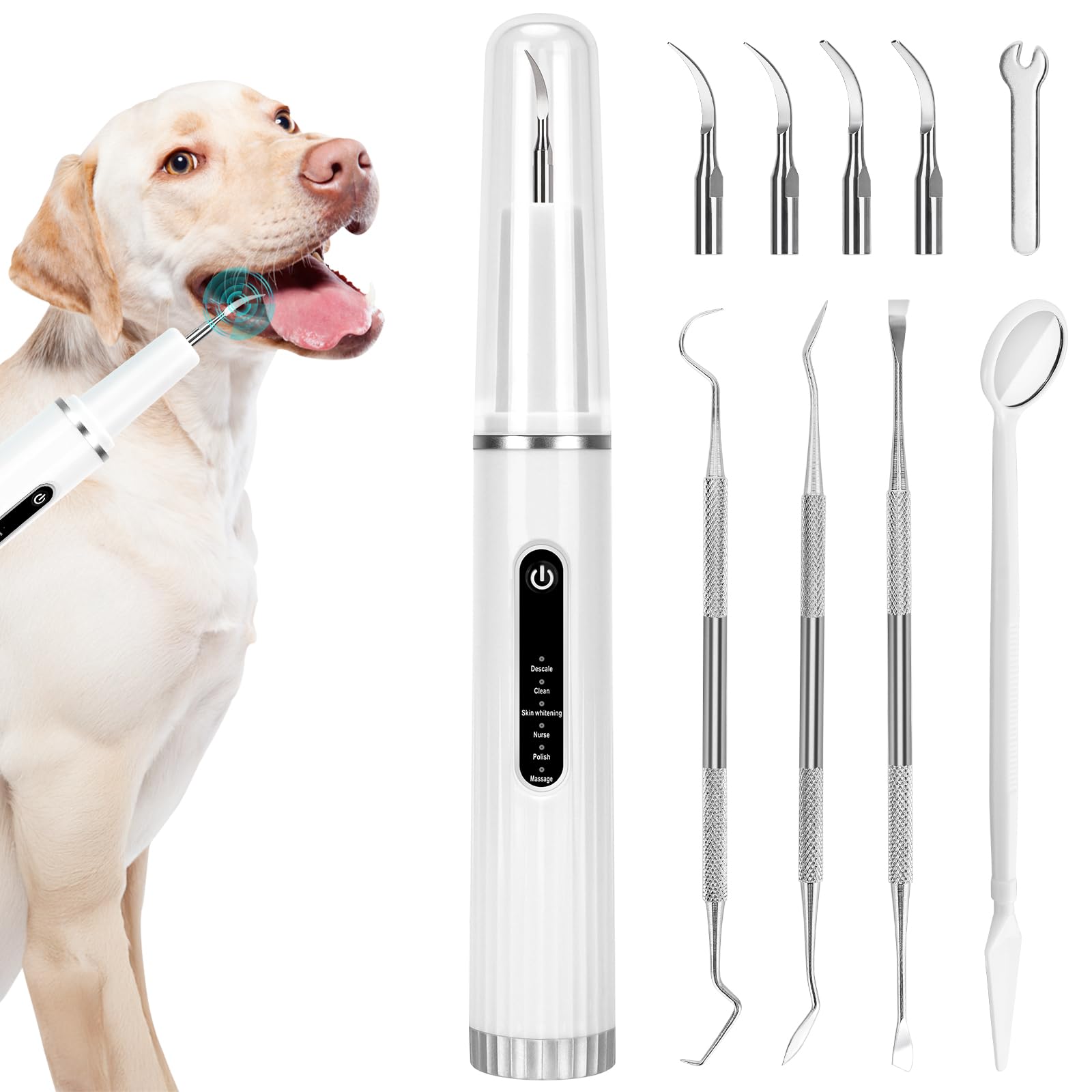 YINDUZ Plaque Remover for Teeth - Electric Toothbrush for Dogs Pet Brush Set, Dog Teeth Cleaning, Electric 6 Modes + 4 Cleaning 