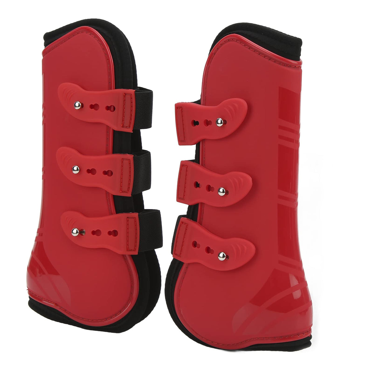 Zerodis Horse Front Tendon Boots, 1 Pair Red Pu Neoprene Horse Leg Protective Boots Adjustable Horse Splint Boots Leg And Suppor