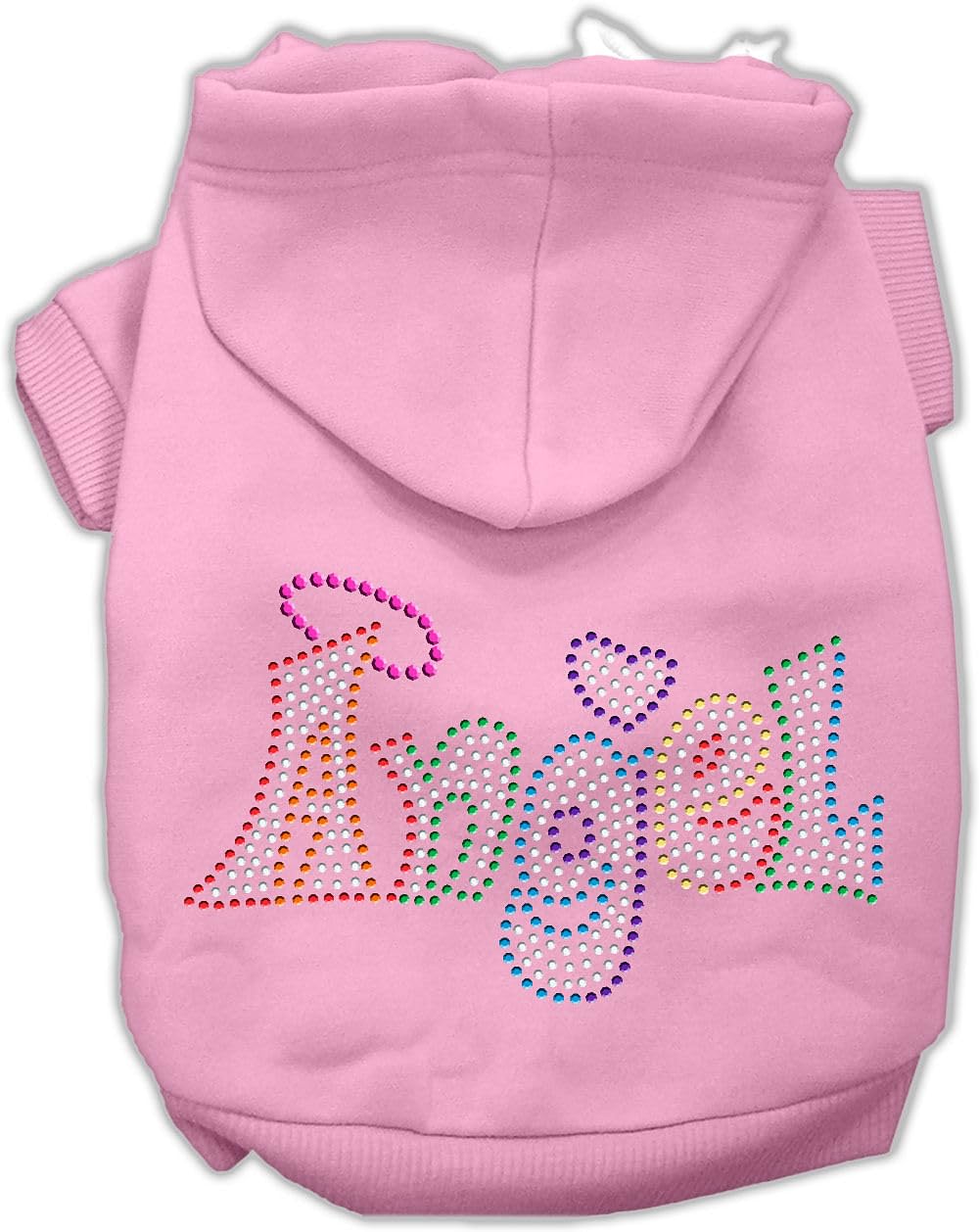 Pet, Dog & Cat Hoodie Rhinestone, 'Technicolor Angel' Light Pink Lg (10-14 Lbs.)