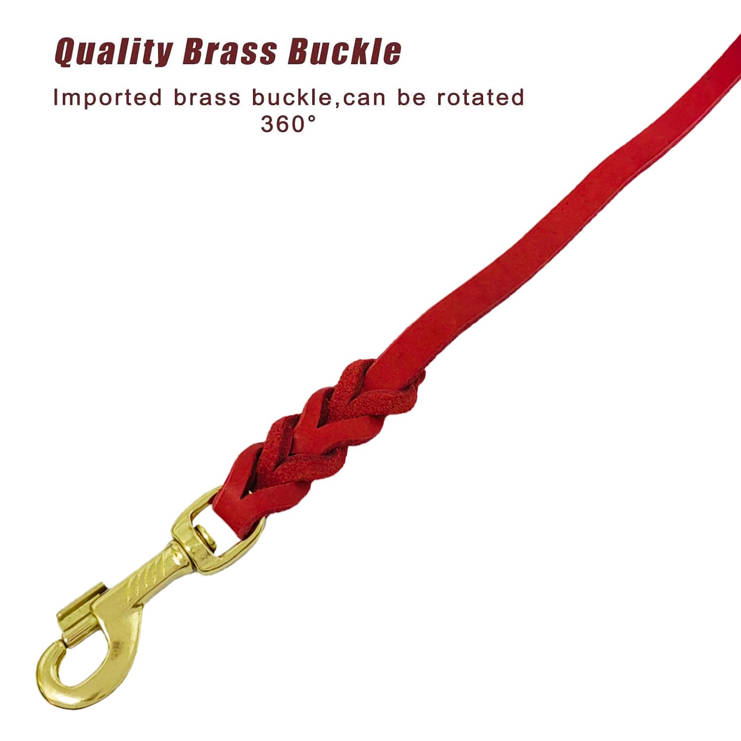 Lwbmg Leather Dog Leash - 4Ft X 1/2 Inch, Braided, Comfortable Training Leash For Small & Medium Dogs - Red