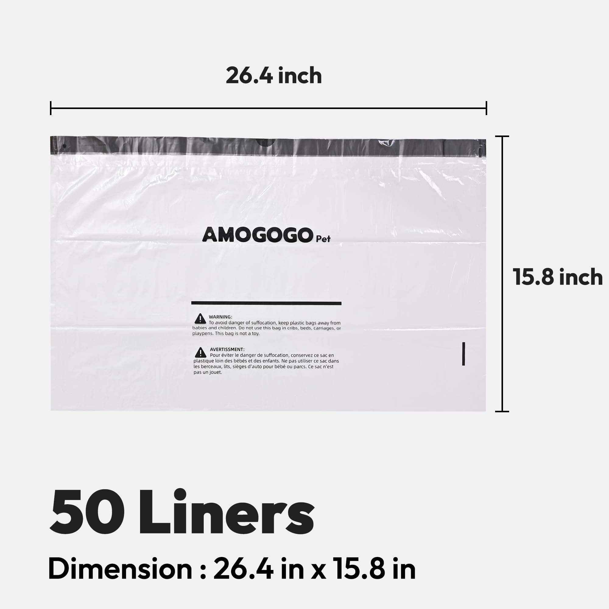 Amogogopet 50 Pack Waste Bags, Compatible With Litter Robot 4 & 3, Drawstring Liners For Self Cleaning Litter Box, Clear Cat Lit