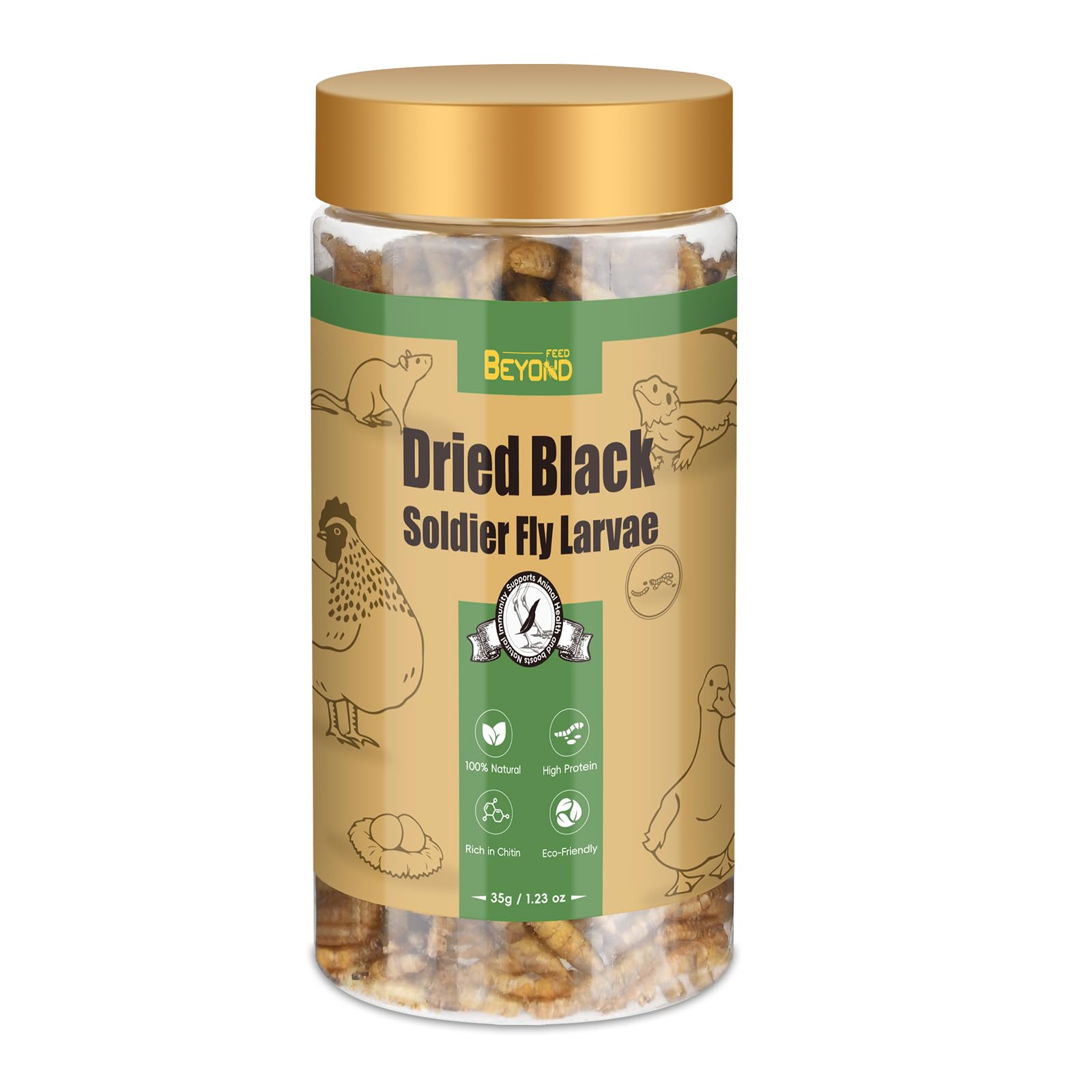 BeyondFeed Dried Black Soldier Fly Larvae - Nutrient-Rich, Sustainable Feed for Chickens, Ducks, Birds, Reptiles, Fish, Hamster,