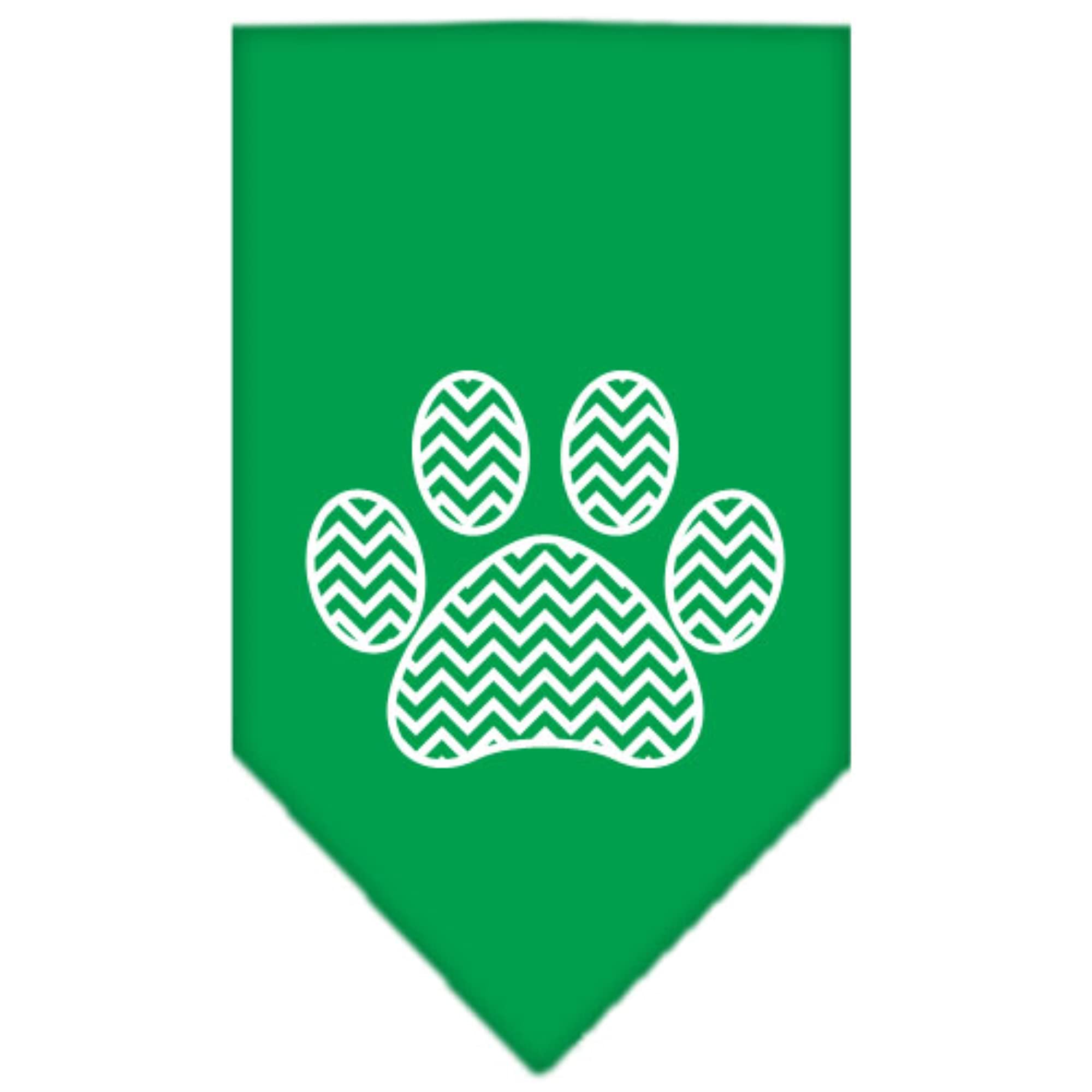 Mirage Pet Products Chevron Paw Screen Print Bandana, Emerald Green, Large