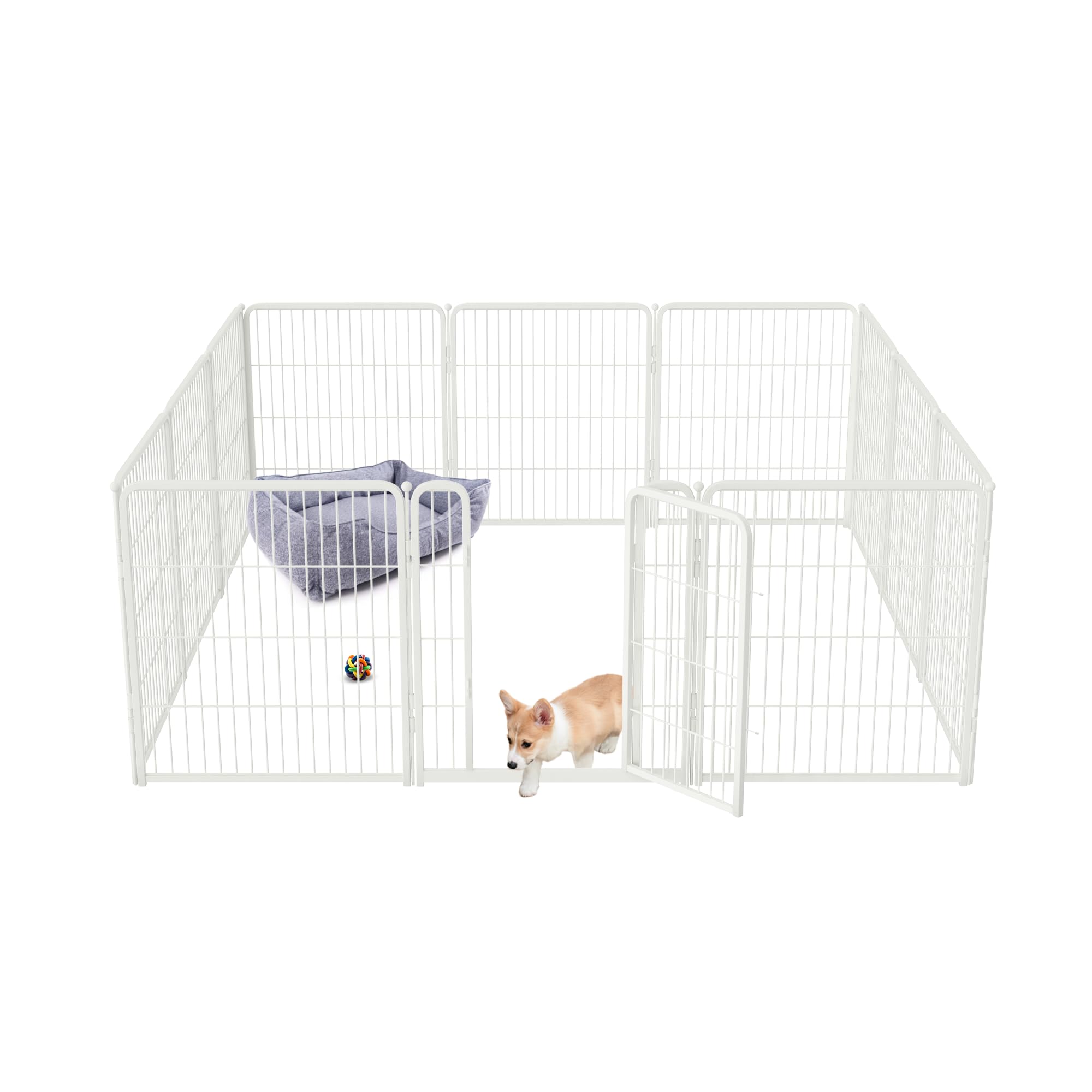Fxw Homeplus Indoor Dog Playpen - Stress-Free And Safe Play, 32 Inch 12 Panels For Puppy And Small Dogs, White│Patented