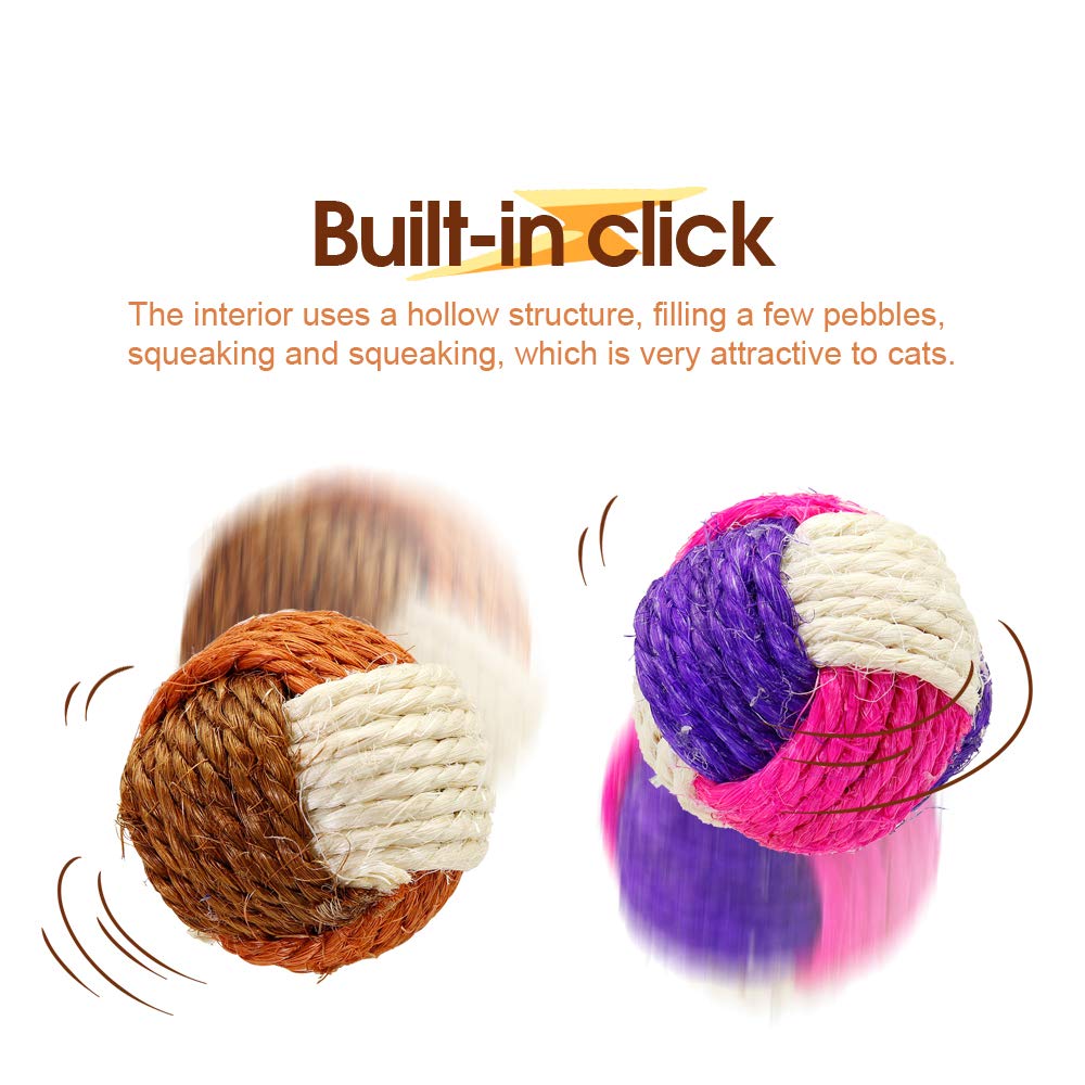 Suntrade 3Pcs Cat Toy Sisal Ball Pet Scratching Ball Chew Eco-Friendly Toy Pets Interactive Toy Bite And Wear Resistant(Random Color)