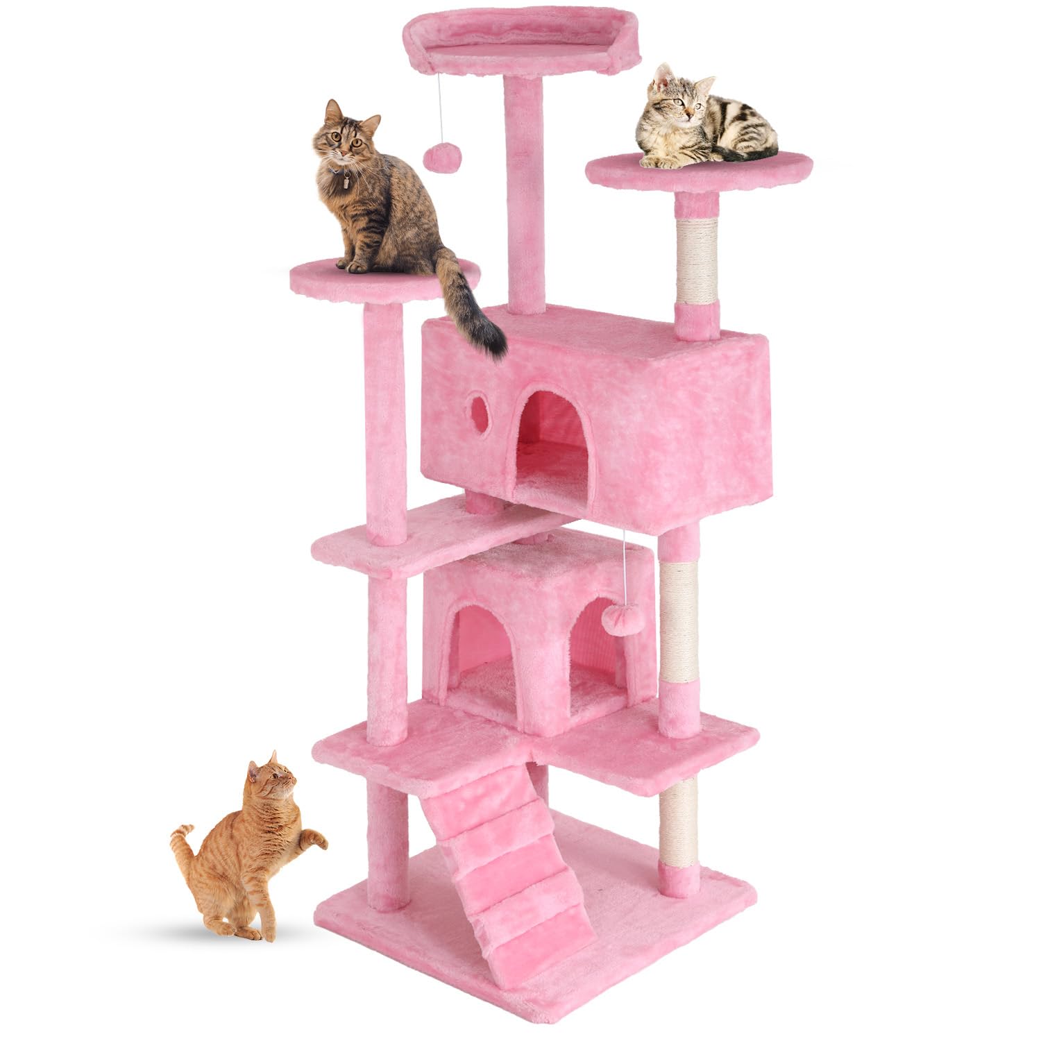 Fdw Cat Tree 54In Cat Tower Multi-Level Durable Cat Scratching Post & Cozy Fun Cat Jumping Platform Space Saving Cat Condo Pet P
