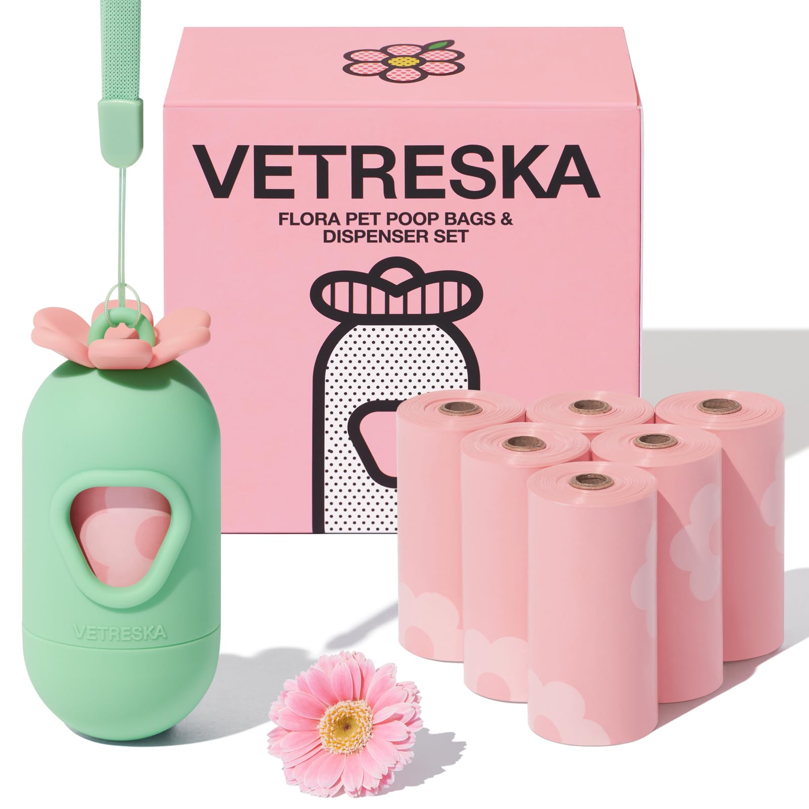 Vetreska Dog Poop Bags With Dispenser, Lavender Scented, Guaranteed Leak Proof And Extra Thick Pet Waste Bags For Walking Dog An