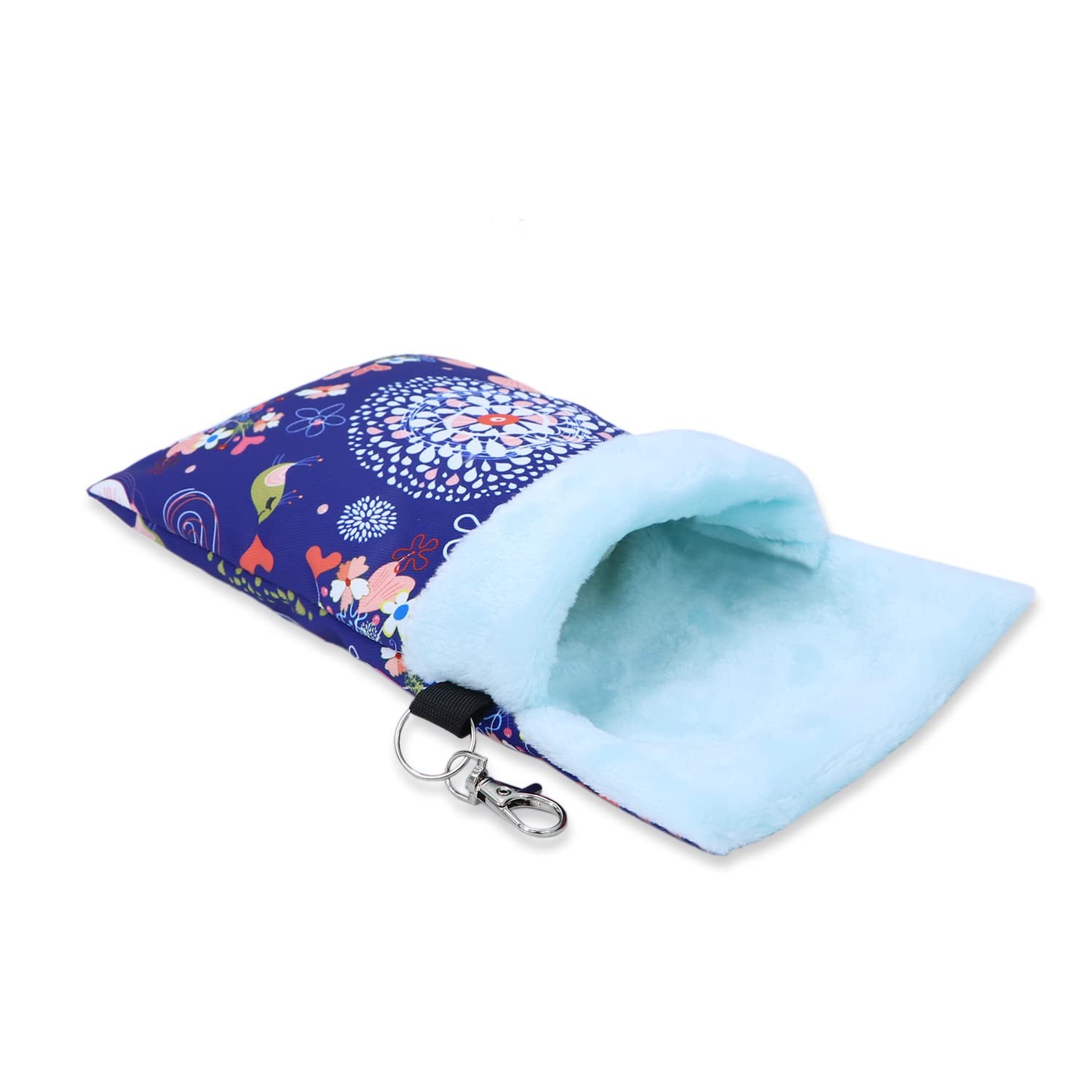 Wontee Small Pet Sleeping Pouch Sleep Bag Warm Bed Hideout For Hamsters Hedgehogs Sugar Gliders Squirrels (M, Blue Elk)