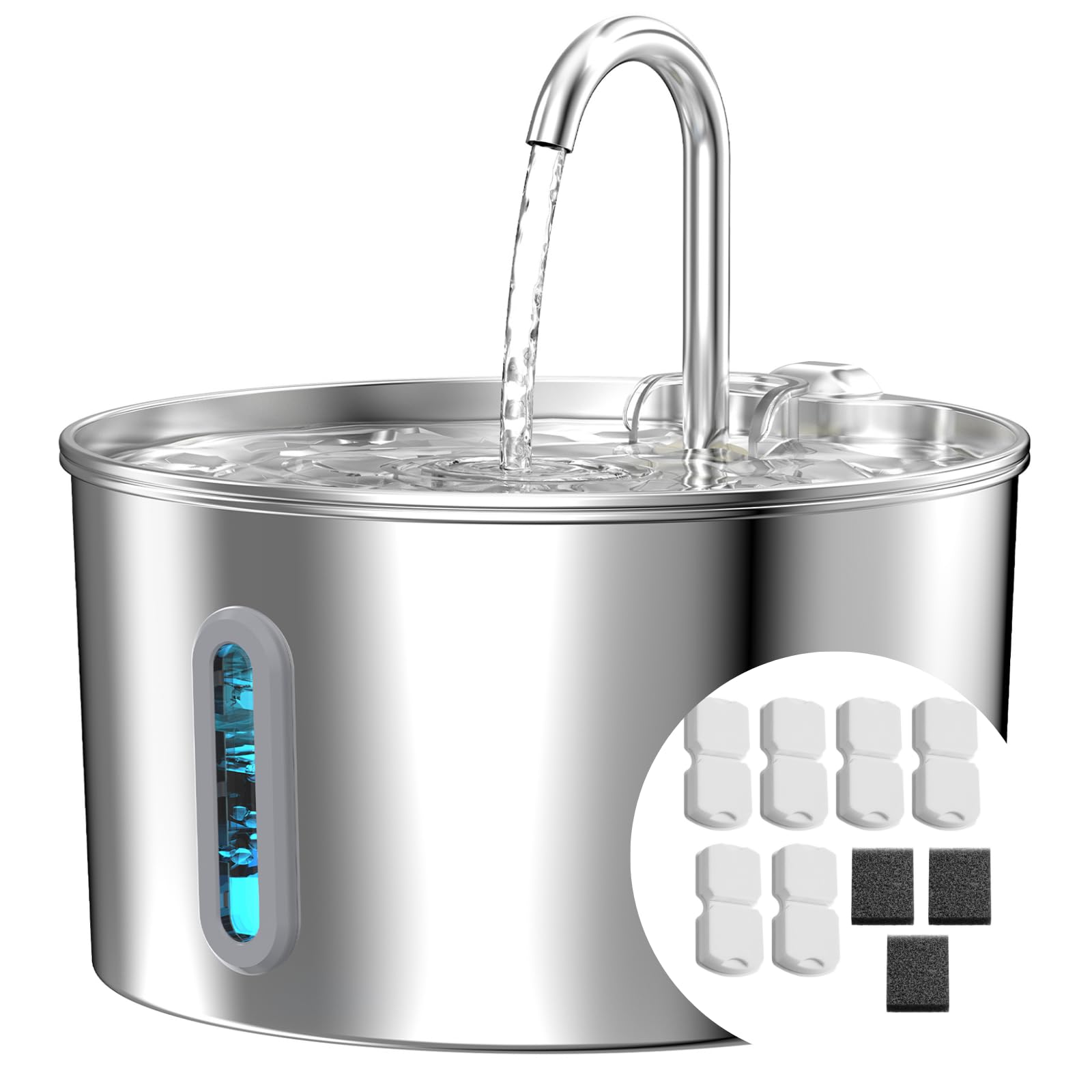 Cat Water Fountain Stainless Steel: 74Oz/2.2L Cat Fountain For Drinking - Pet Water Fountain For Cats Inside - Automatic Dog Wat