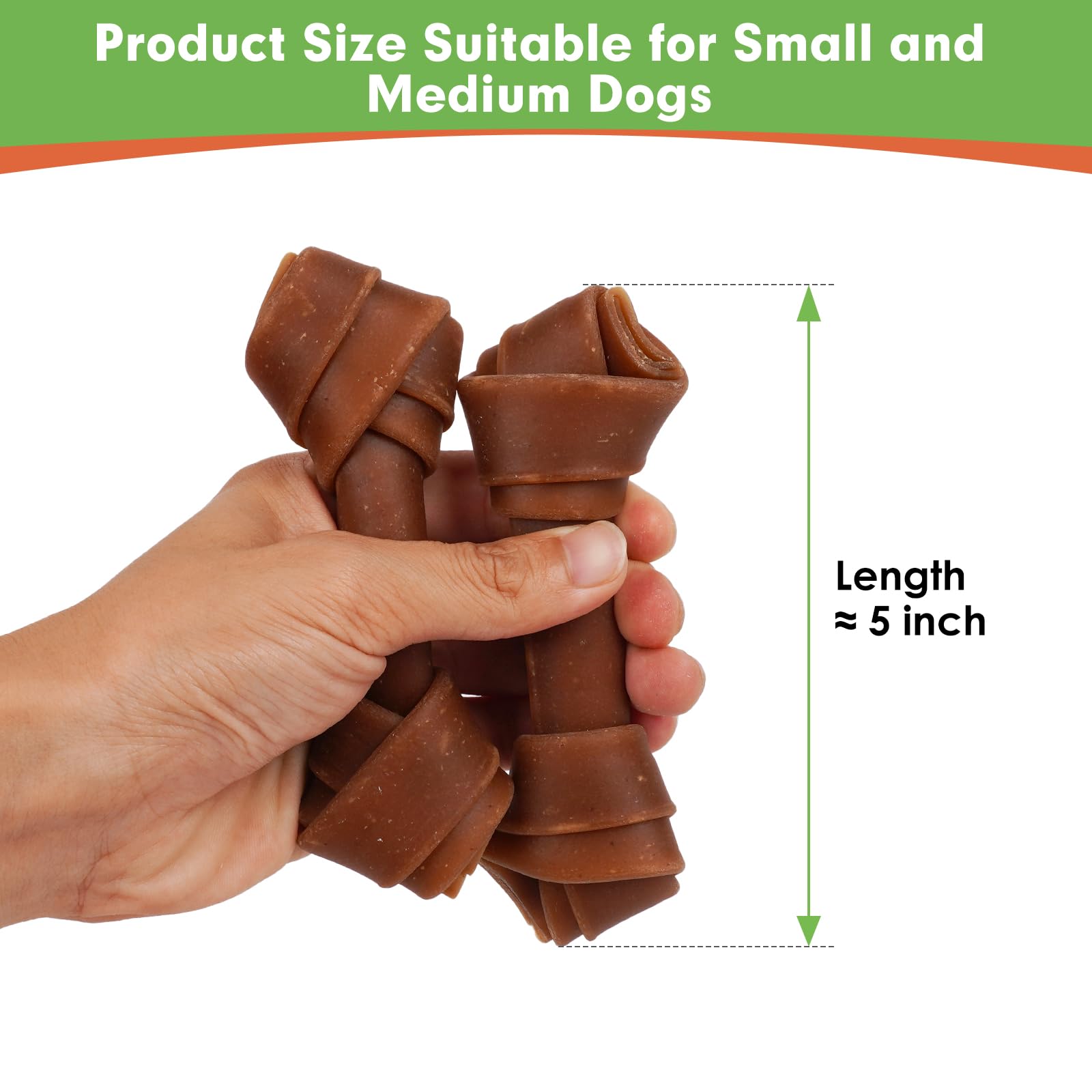 MON2SUN Rawhide Free Dog Treats, Peanut Butter Bones, 5 Inch 6 Count Chews for Small and Medium Dogs, Healthy Bones for Balanced