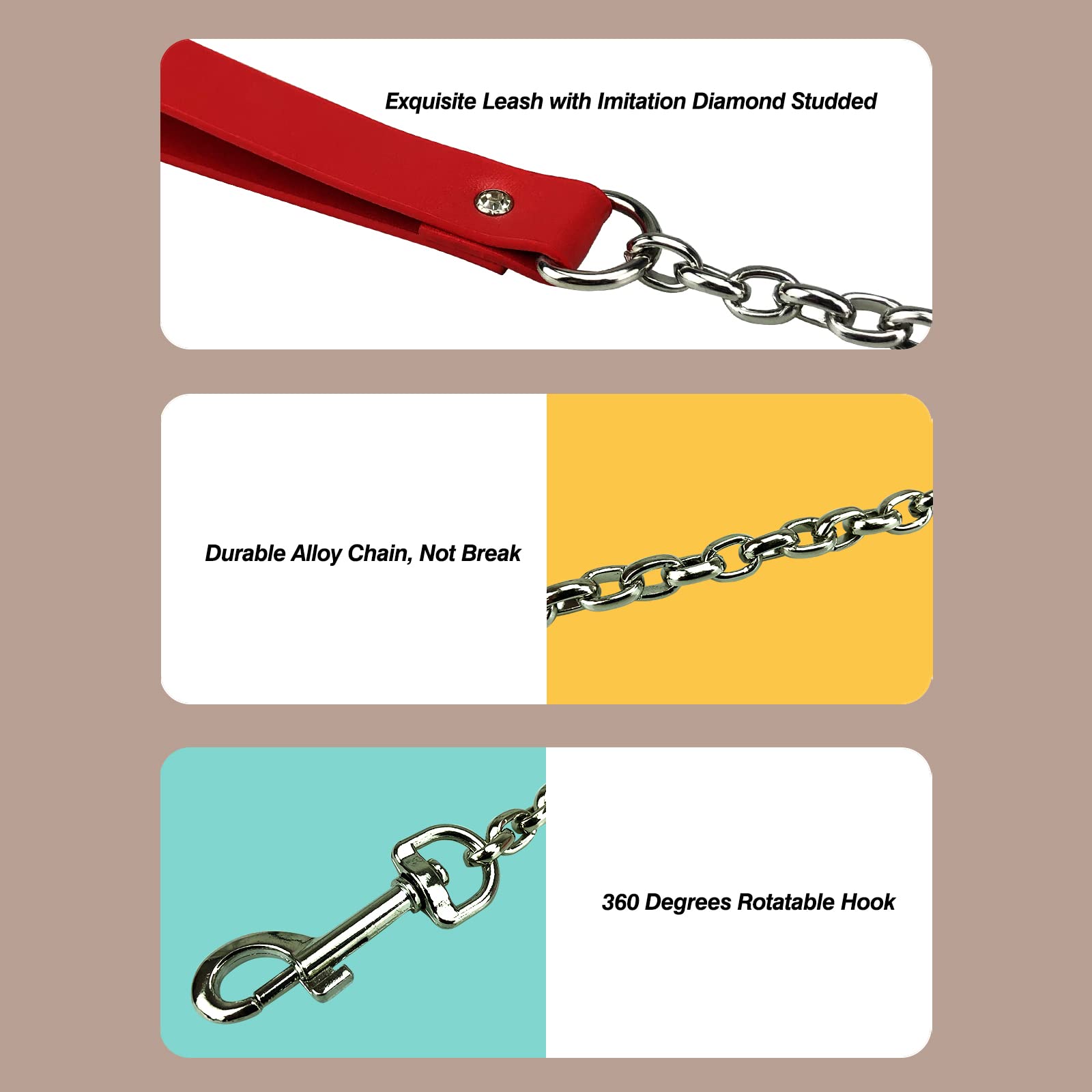 Bilisee Leather Choker Collars - Soft Inner Fur For Comfort - Detachable Leash Chain - Durable Leather Collar With Alloy Buckle,