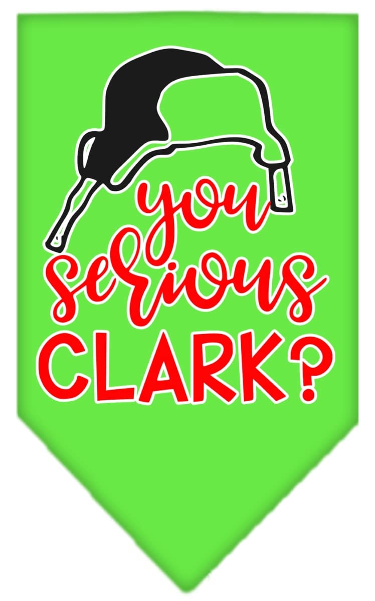 Christmas Pet and Dog Bandana Screen Printed, &quot;You Serious Clark?&quot; Lime Green Small