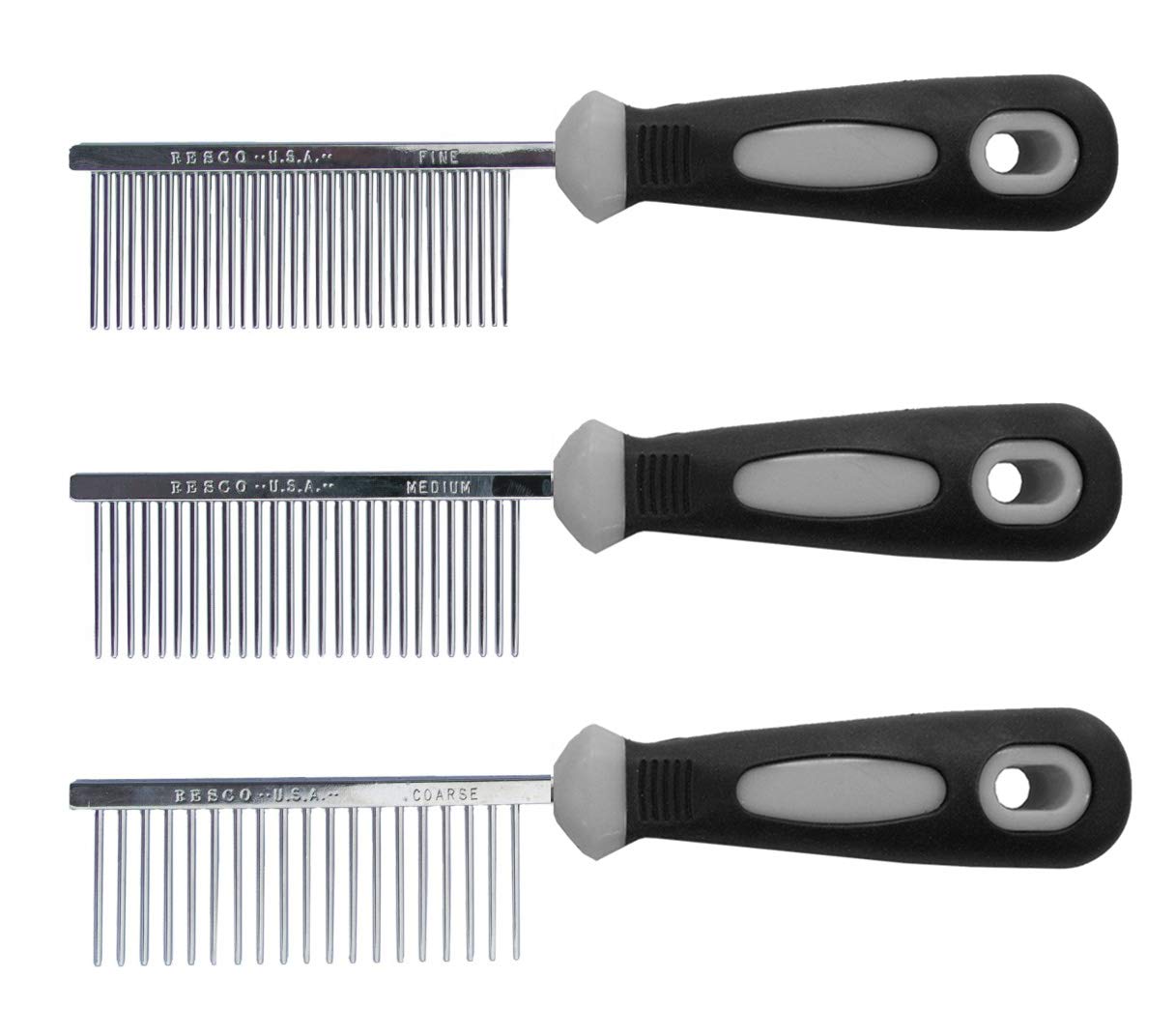 Resco Professional Anti-Static Dog, Cat, Pet Comb For Grooming, Steel Pins, Fine Tooth Spacing