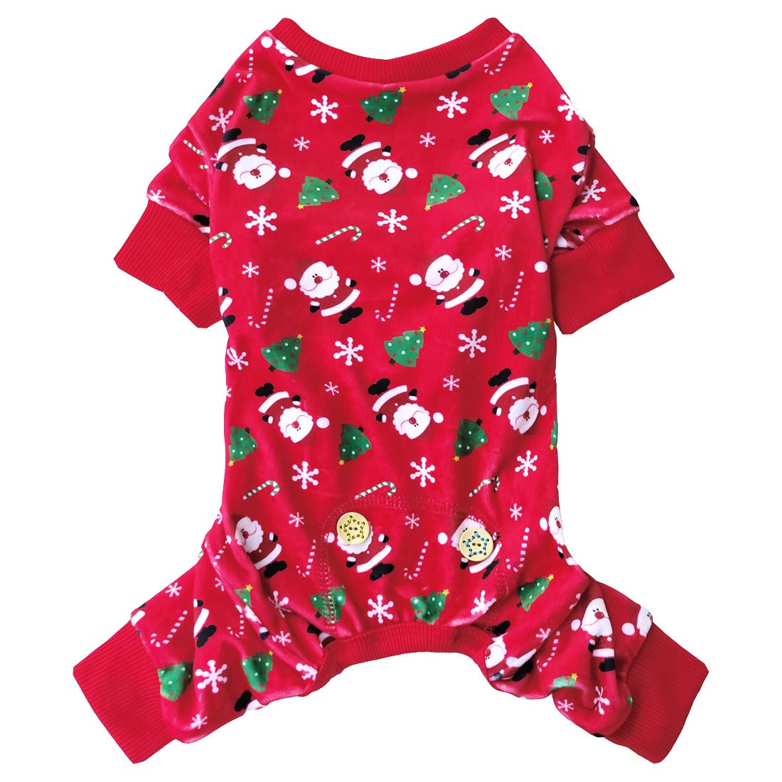 Kyeese New Year Dog Pajamas Santa Claus Dog Pjs For Small Dogs Holiday Dog Onesie Soft Velvet