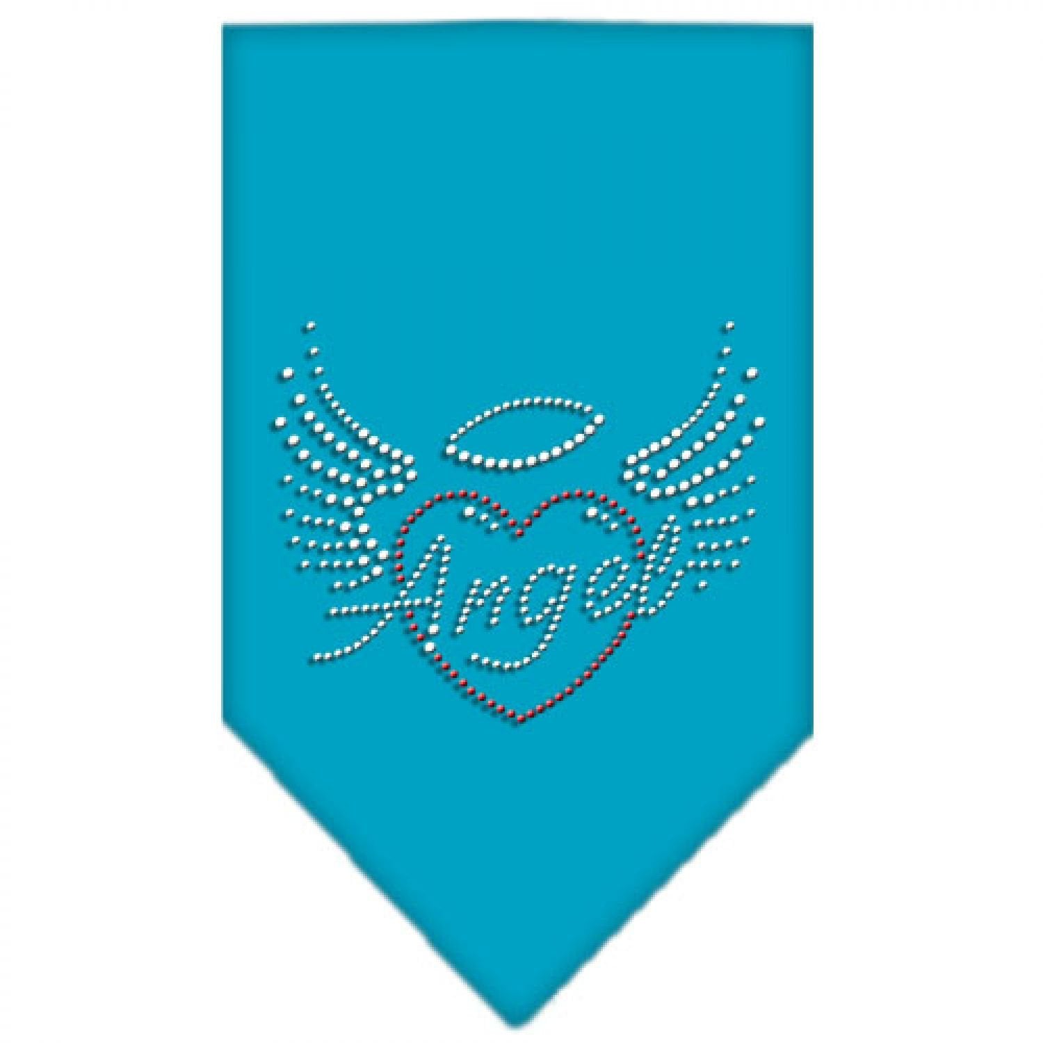Mirage Pet Products Angel Heart Rhinestone Bandana Turquoise, Small