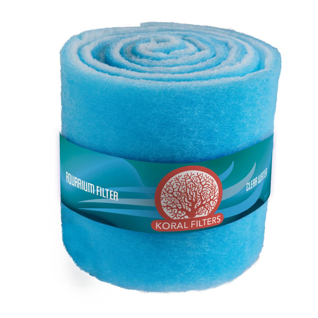 Koral Filters Aquarium Filter Pad Media Roll - Blue Bonded - 12 Inches By 120 Inches (10 Ft) By 0.75 Inches - Cut To Fit - Durable - Fish And Reef Aquarium Compatible - Clean Water