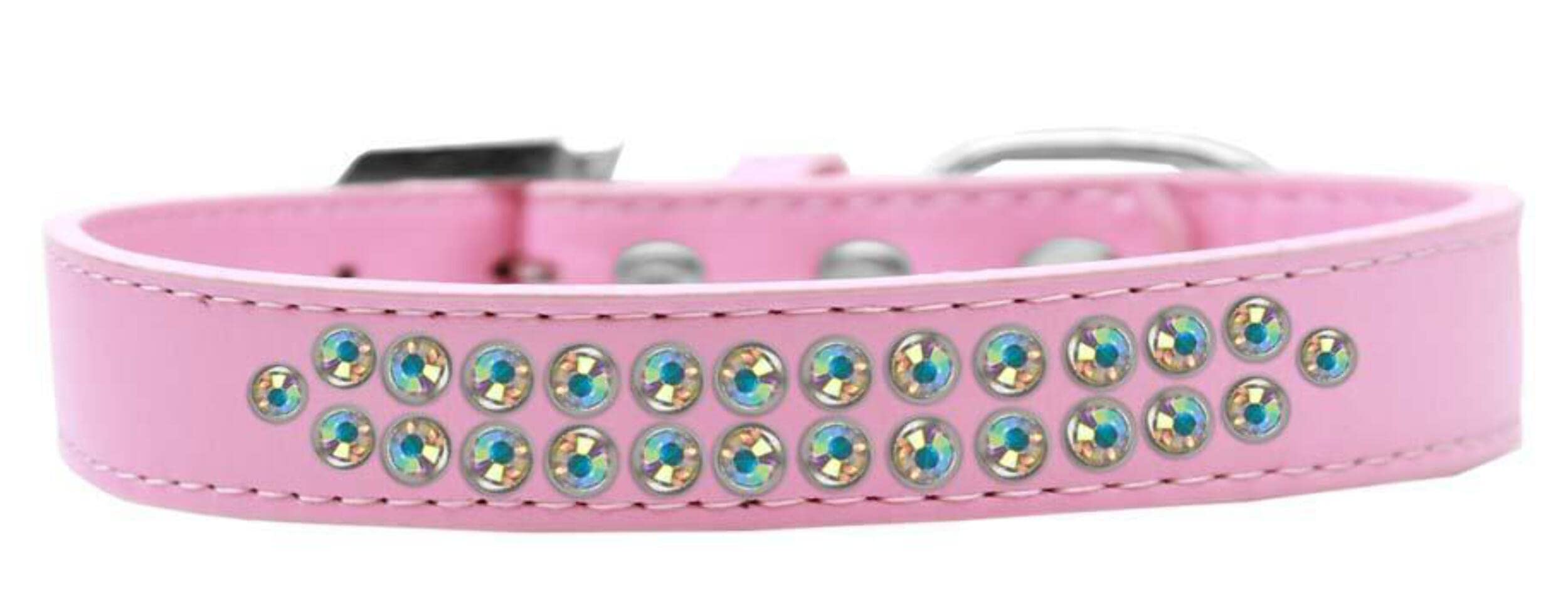 Mirage Pet Products Two Row AB Crystal Red Dog Collar, Size 14
