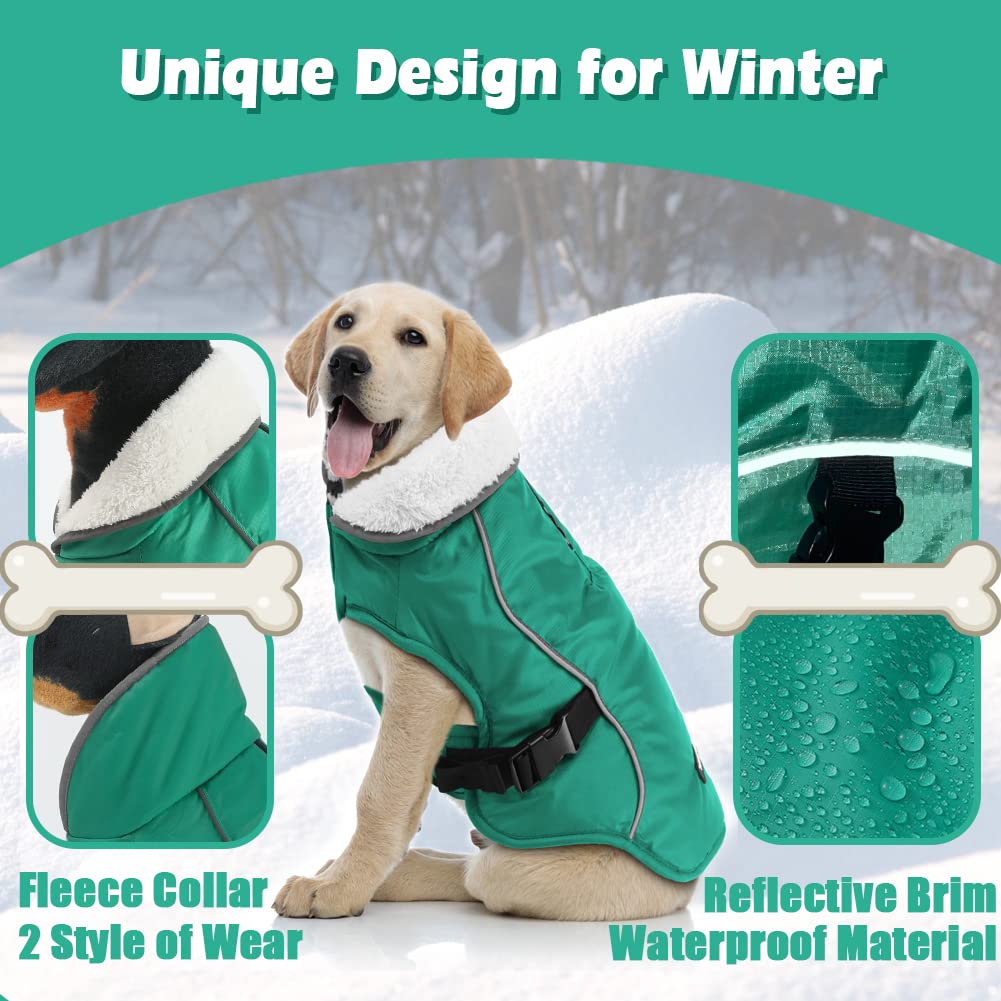 Emust Dog Cold Weather Coats, Fleece Lining Small/Medium/Large Dog Jacket For Winter, Warm Waterproof Dog Winter Clothes For Lar