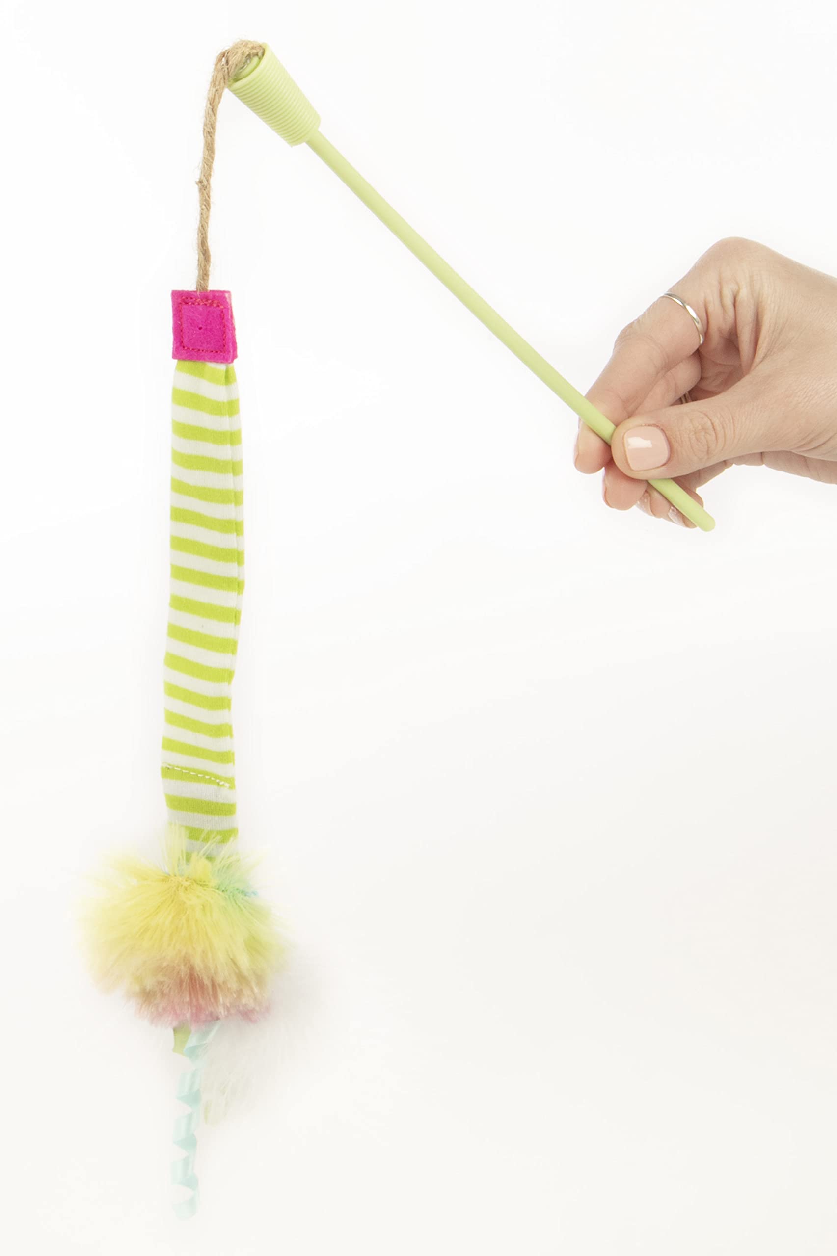 Smartykat Silly Swinger Plush Wand Cat Toy, Includes Catnip Toy - Green, One Size