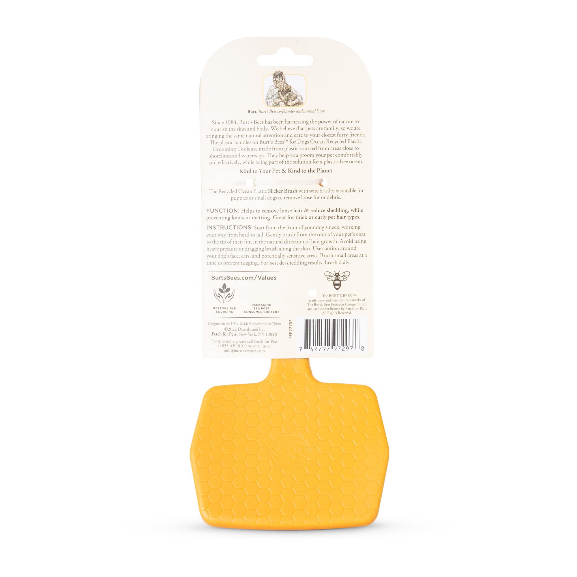 Burts Bees For Pets Small Slicker Brush For Dogs With Thick Or Curly Hair With Handle Made From Recycled Plastics Collected From