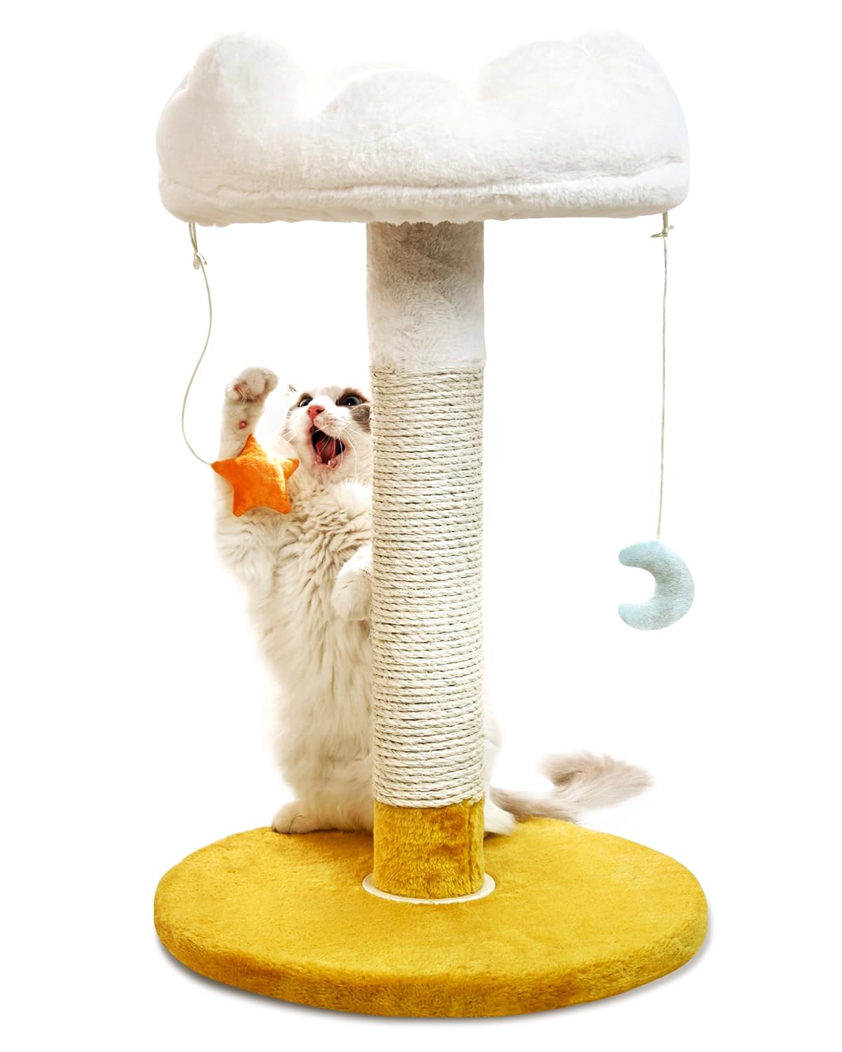 Happi N Pets Large Size Cloud Cat Scratching Post With Bed, Cat Tree For Indoor Cats, Nature Sisal Cat Scratcher With Cat Soft Perch For Kitten & Adult Cats, Cat Tower With Balls, Stable Cat Stand