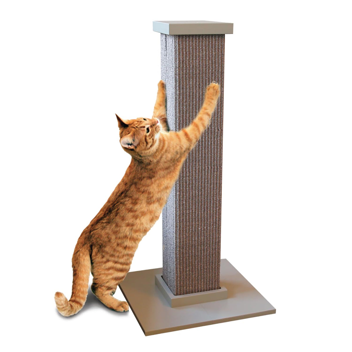 Smartcat Ultimate Scratching Post - Gray, Large 32 Inch Tower - Sisal Fiber, Simple Design - For All Cats
